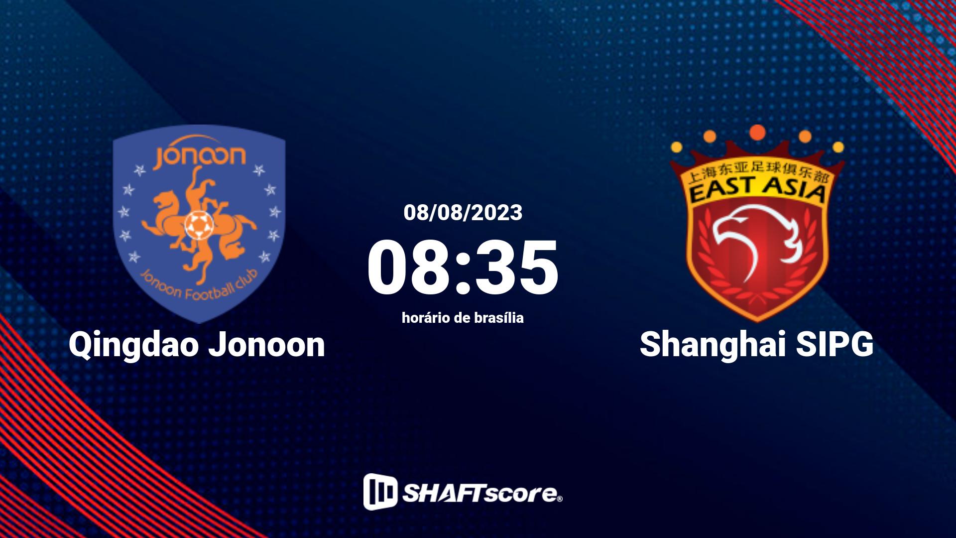 Estatísticas do jogo Qingdao Jonoon vs Shanghai SIPG 08.08 08:35