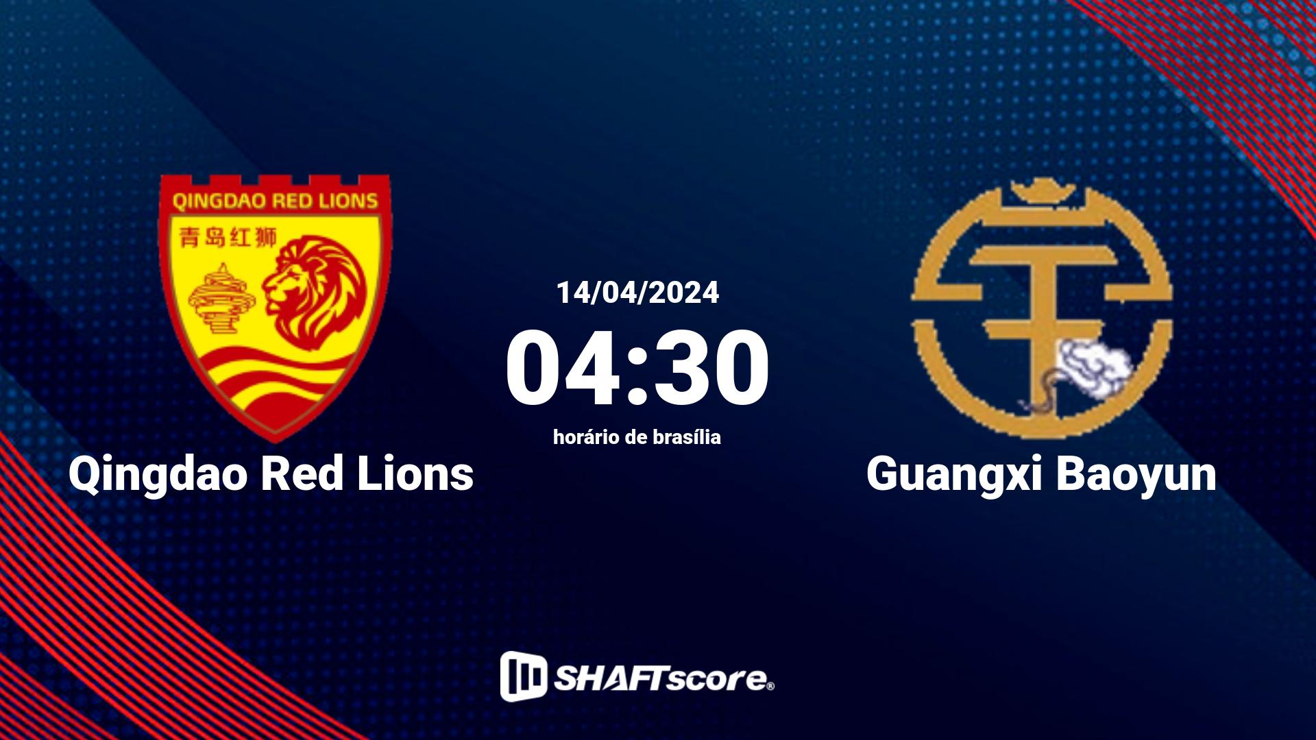 Estatísticas do jogo Qingdao Red Lions vs Guangxi Baoyun 14.04 04:30