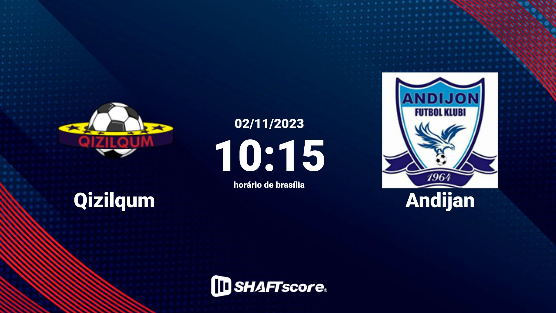 Estatísticas do jogo Qizilqum vs Andijan 02.11 10:15