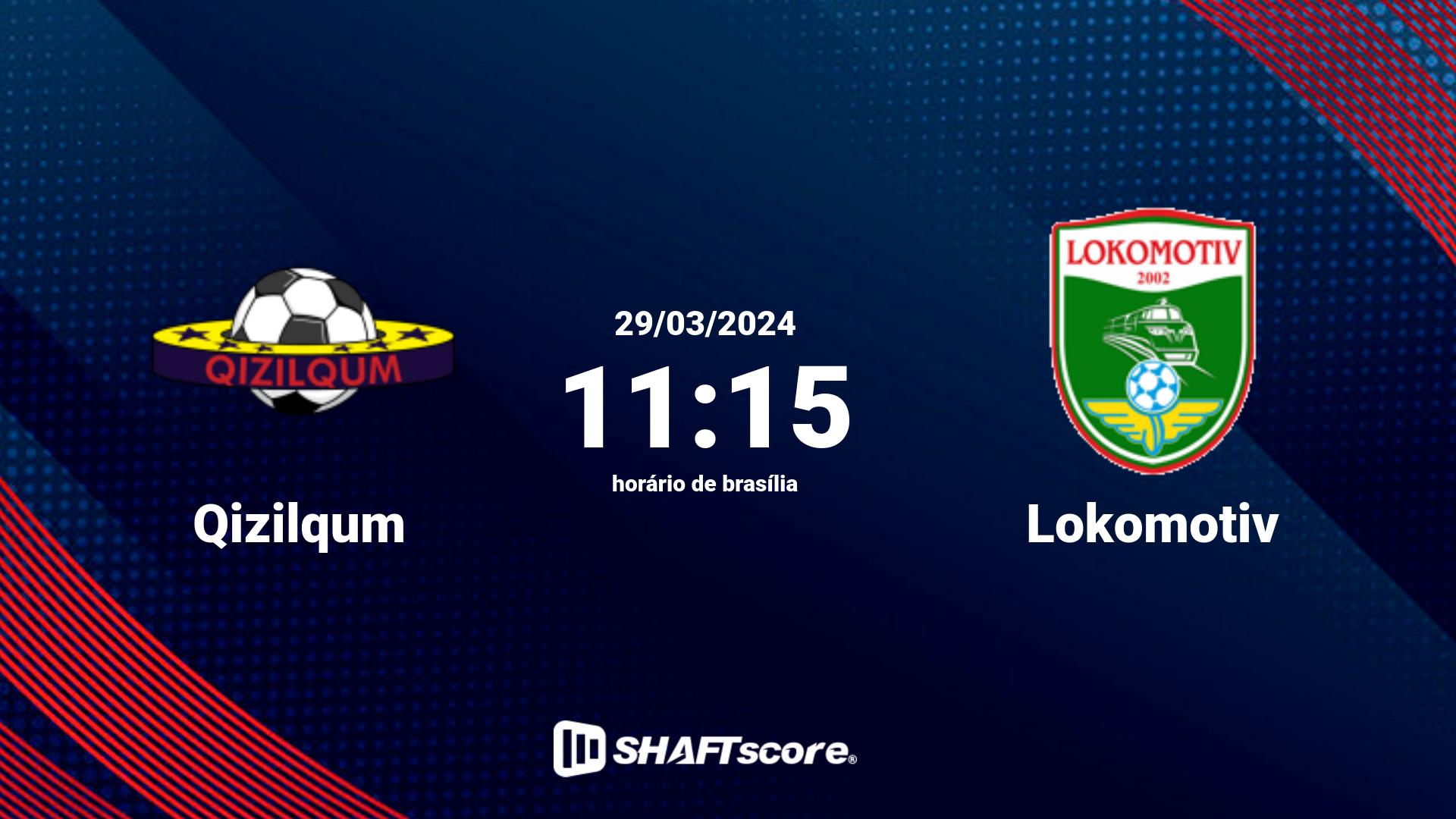 Estatísticas do jogo Qizilqum vs Lokomotiv 29.03 11:15