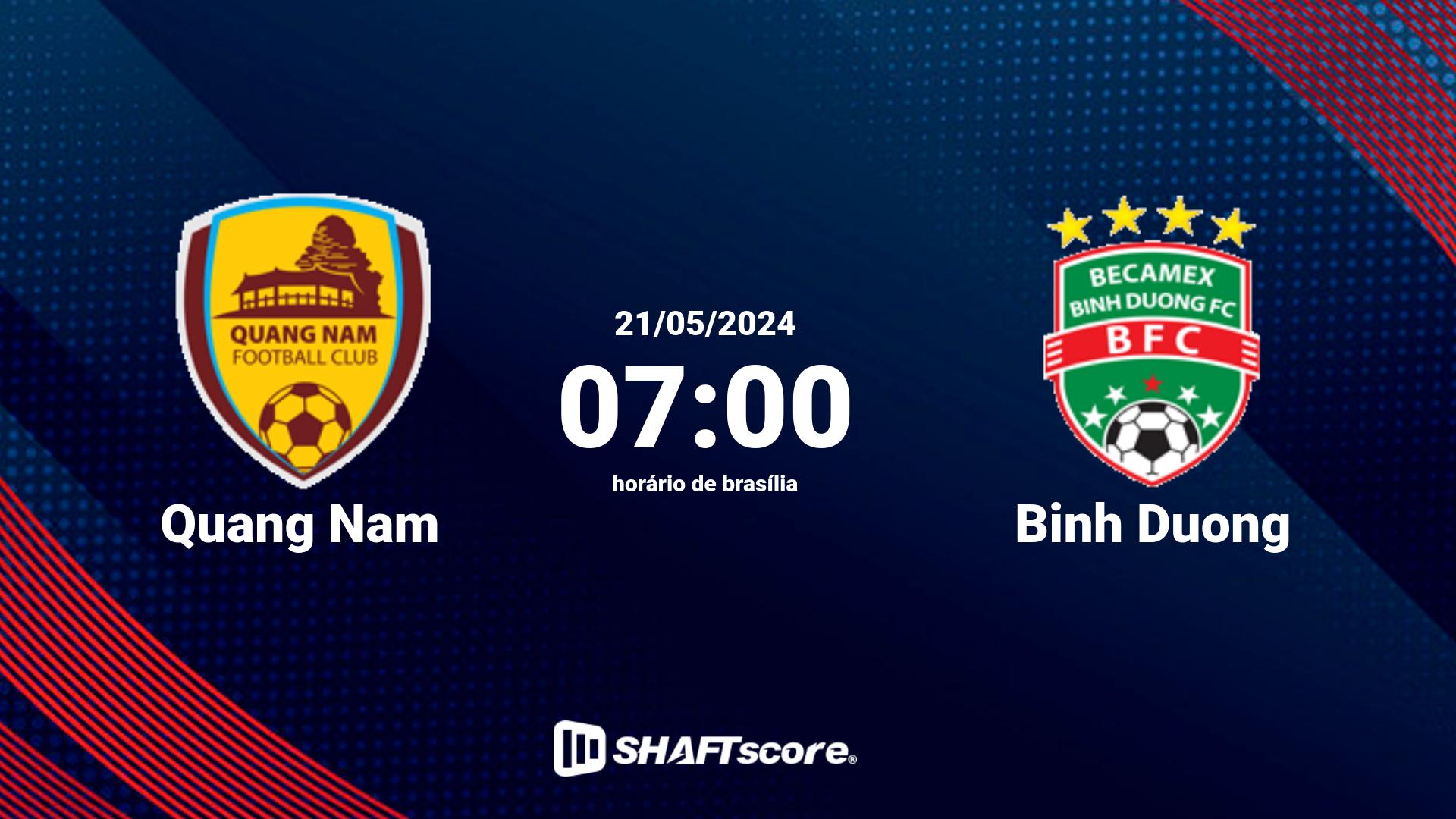 Estatísticas do jogo Quang Nam vs Binh Duong 21.05 07:00