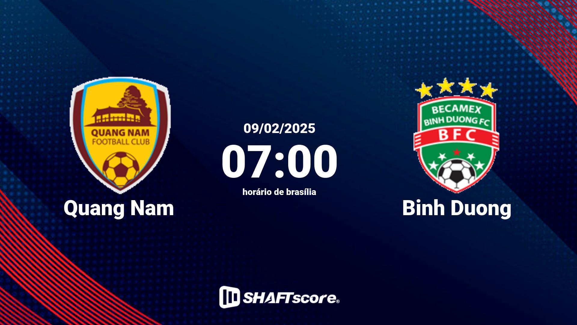 Estatísticas do jogo Quang Nam vs Binh Duong 09.02 07:00