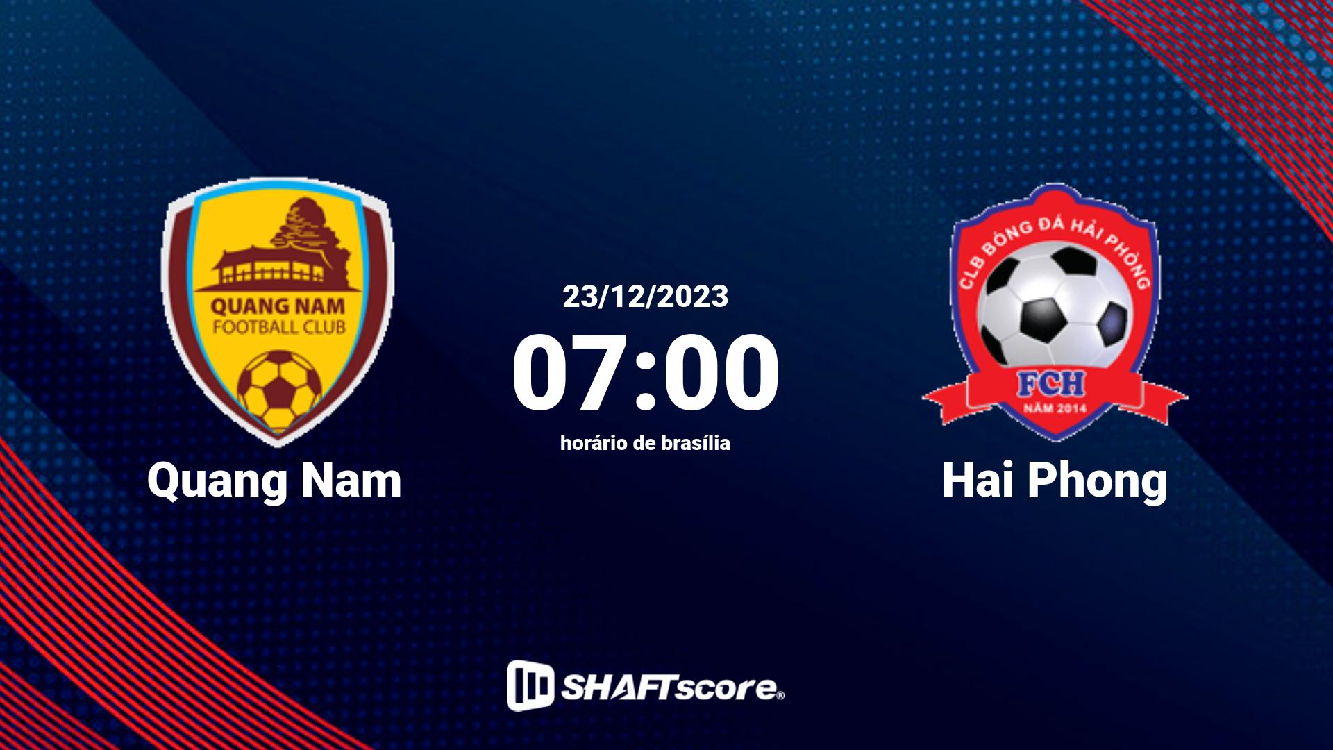 Estatísticas do jogo Quang Nam vs Hai Phong 23.12 07:00