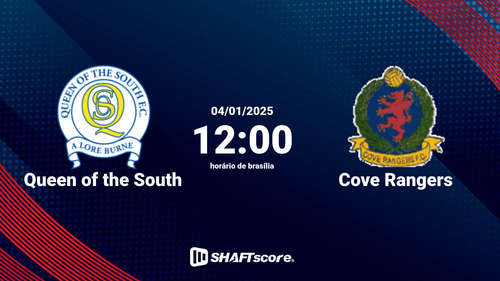 Estatísticas do jogo Queen of the South vs Cove Rangers 04.01 12:00