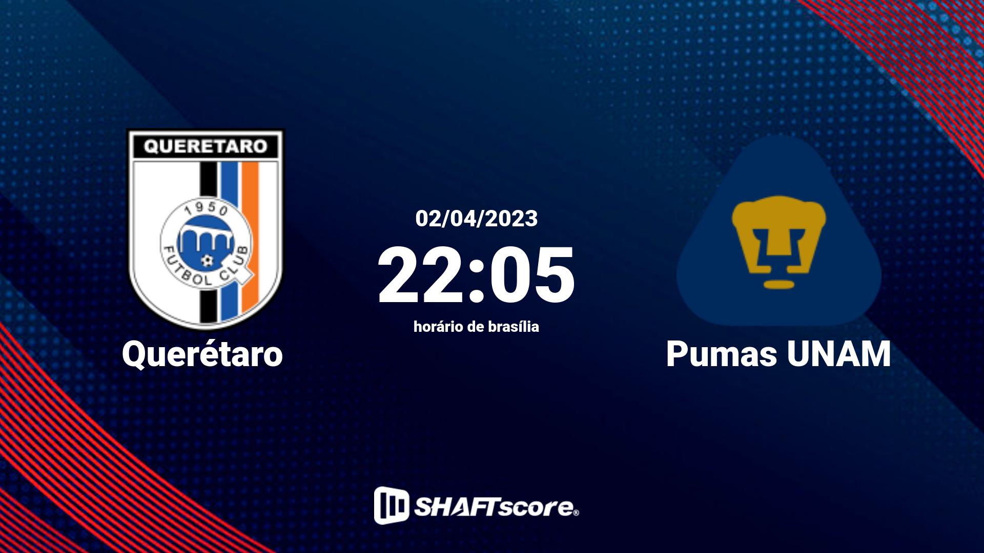 Estatísticas do jogo Querétaro vs Pumas UNAM 02.04 22:05