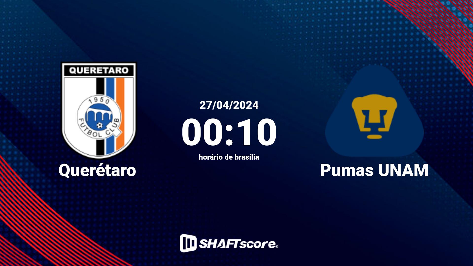 Estatísticas do jogo Querétaro vs Pumas UNAM 27.04 00:10