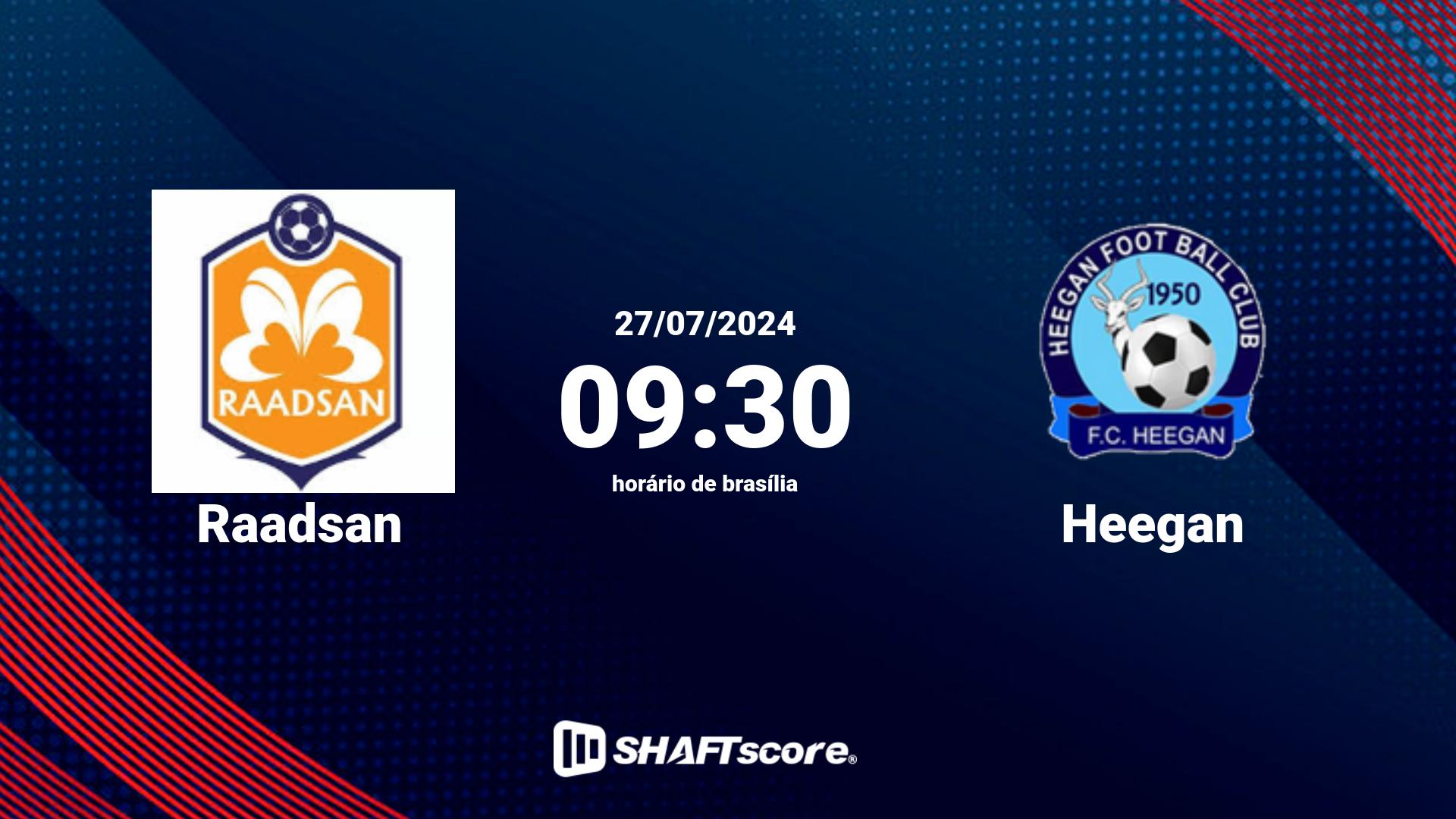 Estatísticas do jogo Raadsan vs Heegan 27.07 09:30