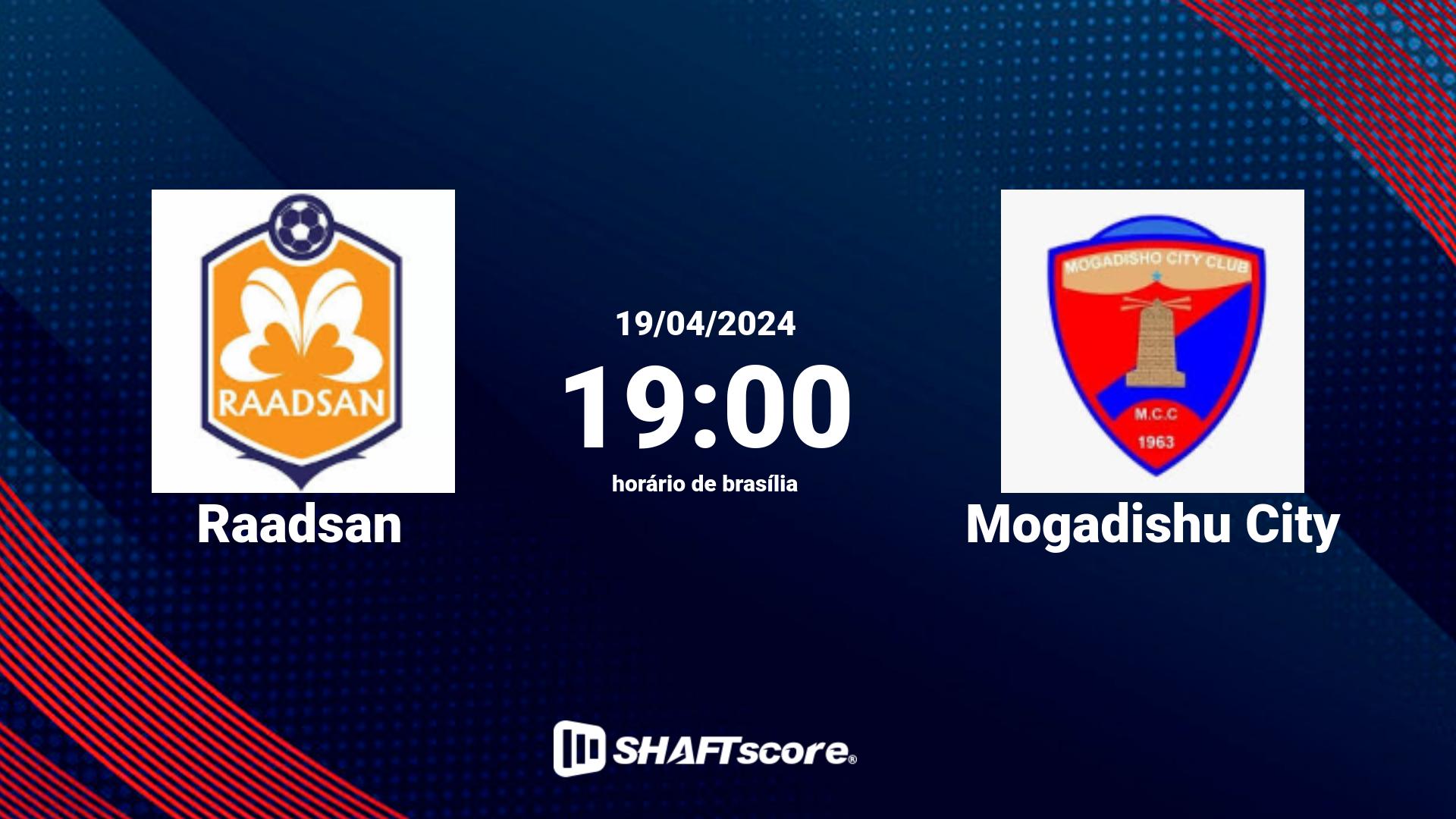 Estatísticas do jogo Raadsan vs Mogadishu City 19.04 19:00