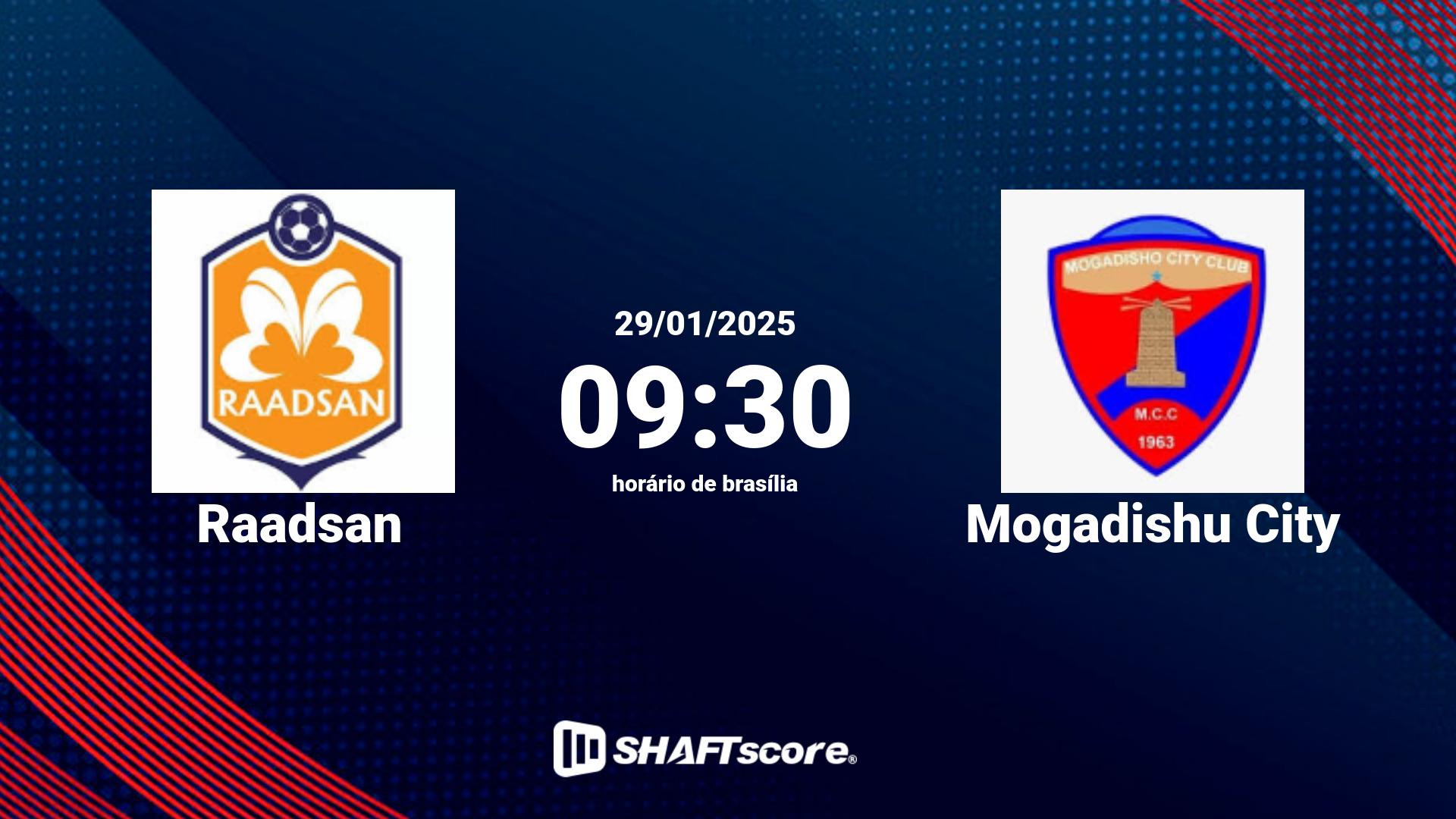 Estatísticas do jogo Raadsan vs Mogadishu City 29.01 09:30