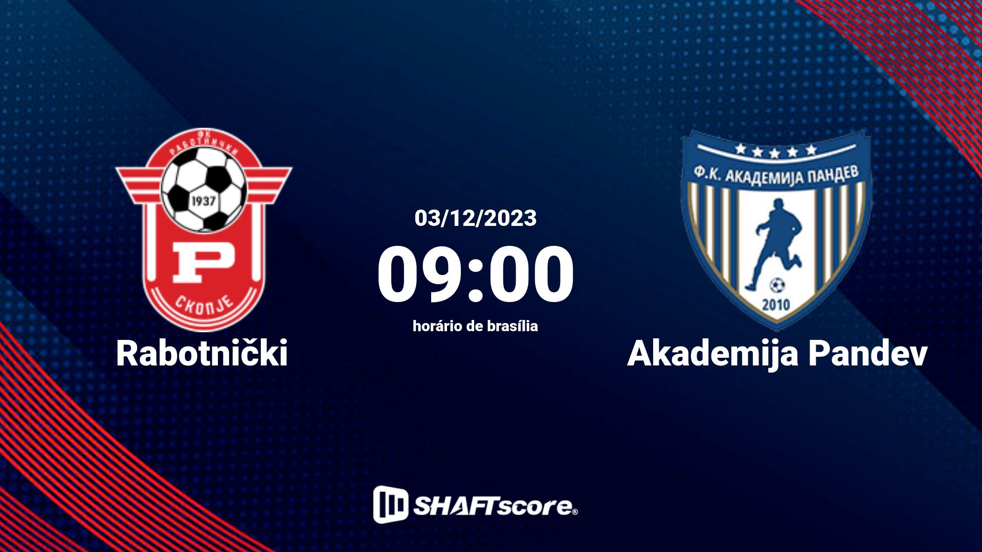 Estatísticas do jogo Rabotnički vs Akademija Pandev 03.12 09:00