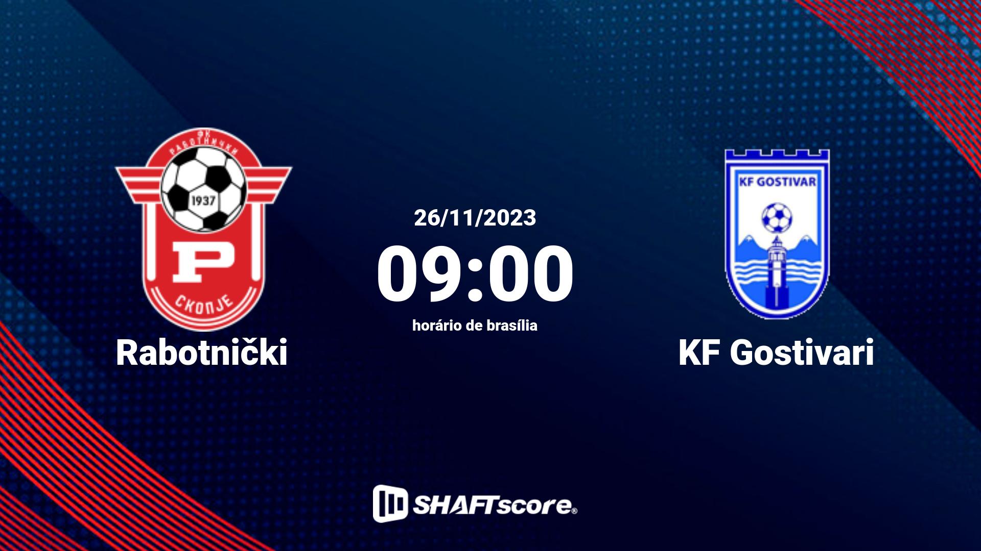 Estatísticas do jogo Rabotnički vs KF Gostivari 26.11 09:00