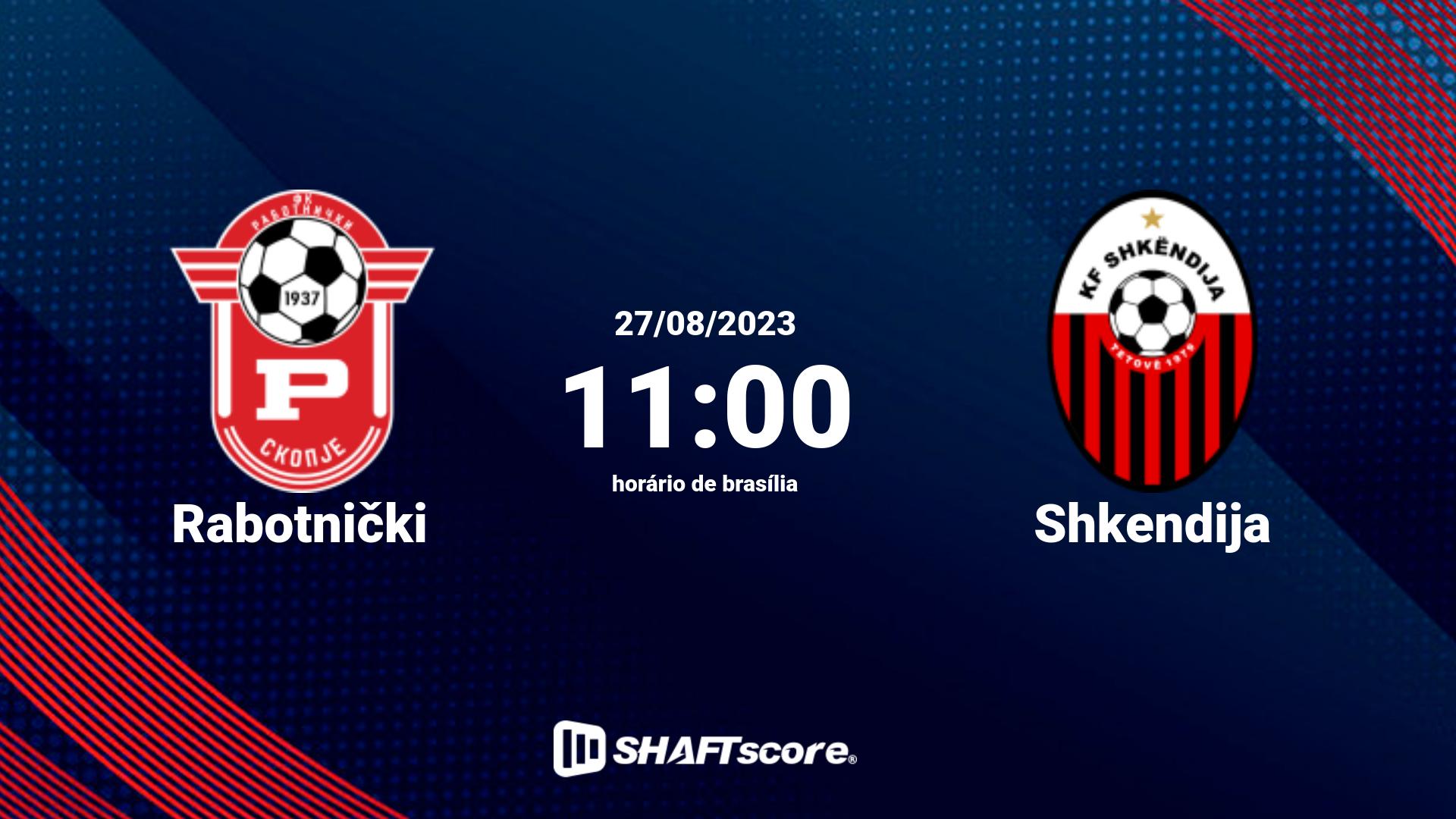 Estatísticas do jogo Rabotnički vs Shkendija 27.08 11:00