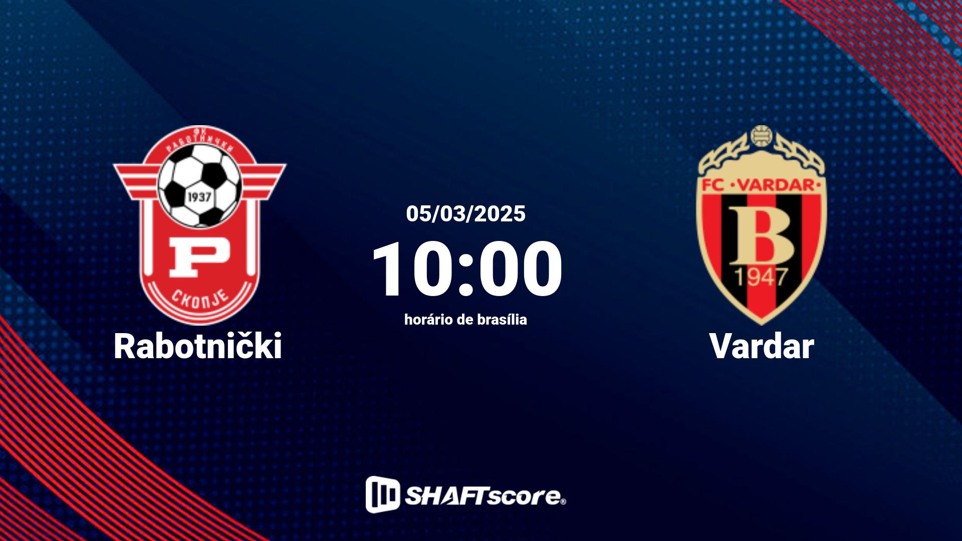 Estatísticas do jogo Rabotnički vs Vardar 05.03 10:00