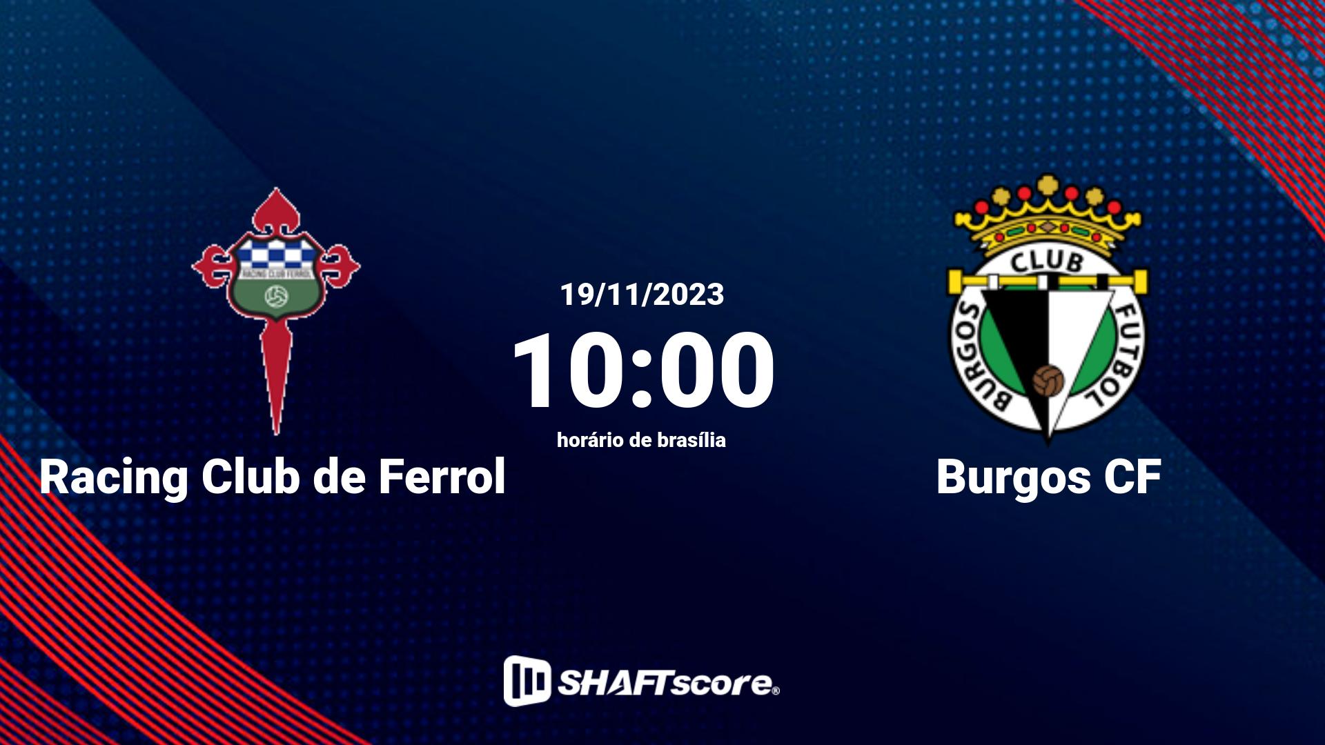 Estatísticas do jogo Racing Club de Ferrol vs Burgos CF 19.11 10:00