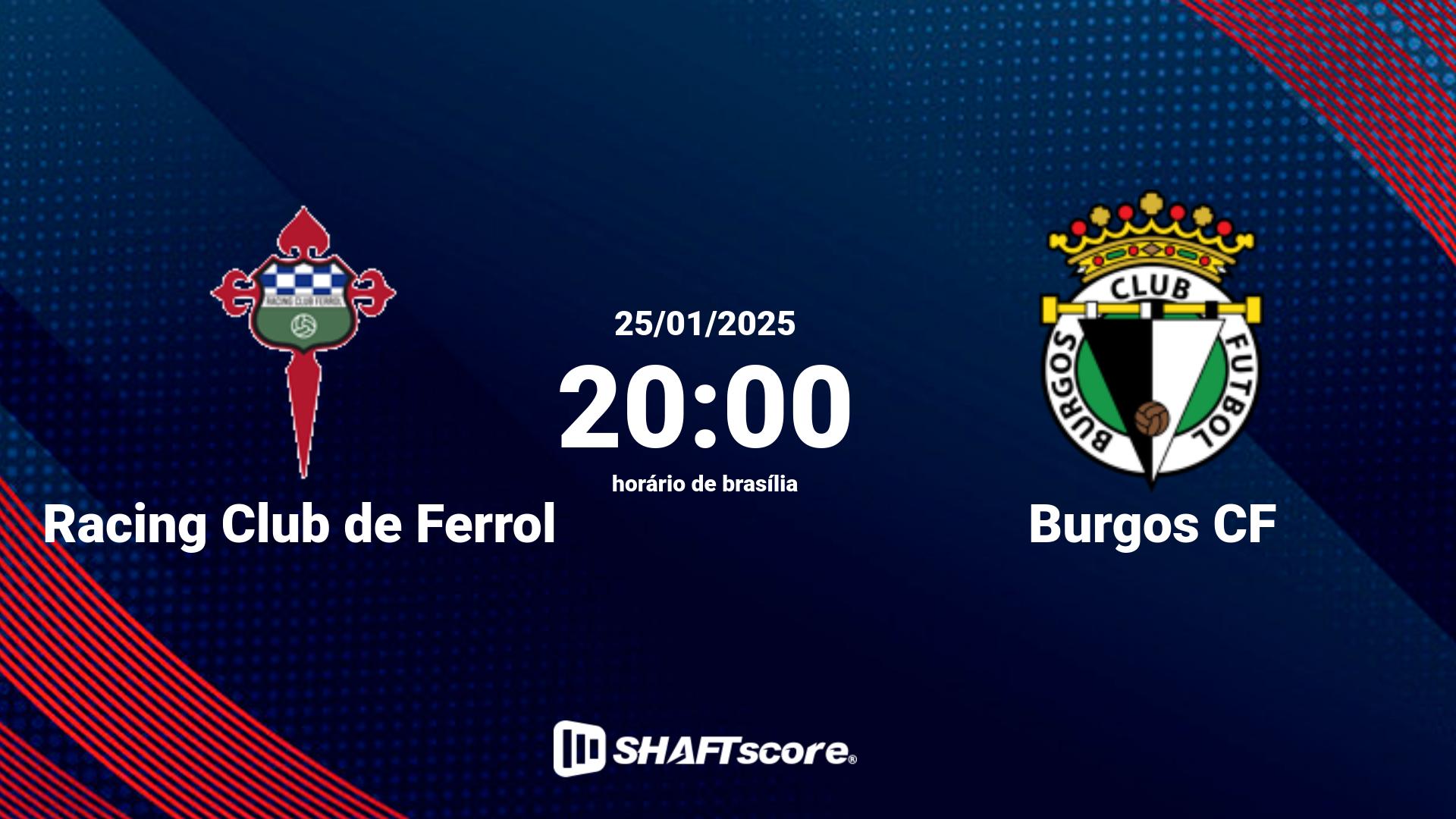 Estatísticas do jogo Racing Club de Ferrol vs Burgos CF 25.01 20:00