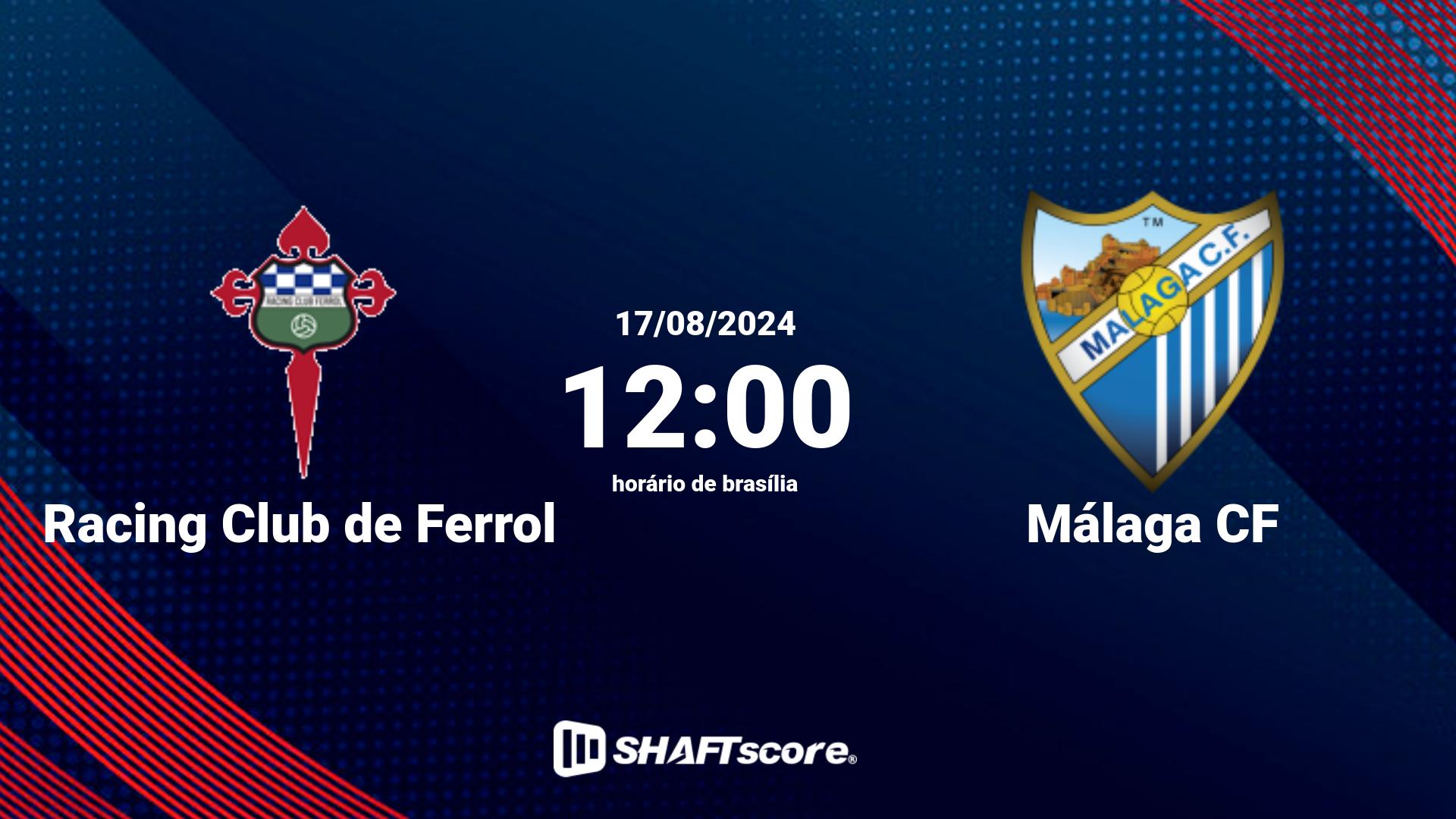 Estatísticas do jogo Racing Club de Ferrol vs Málaga CF 17.08 12:00