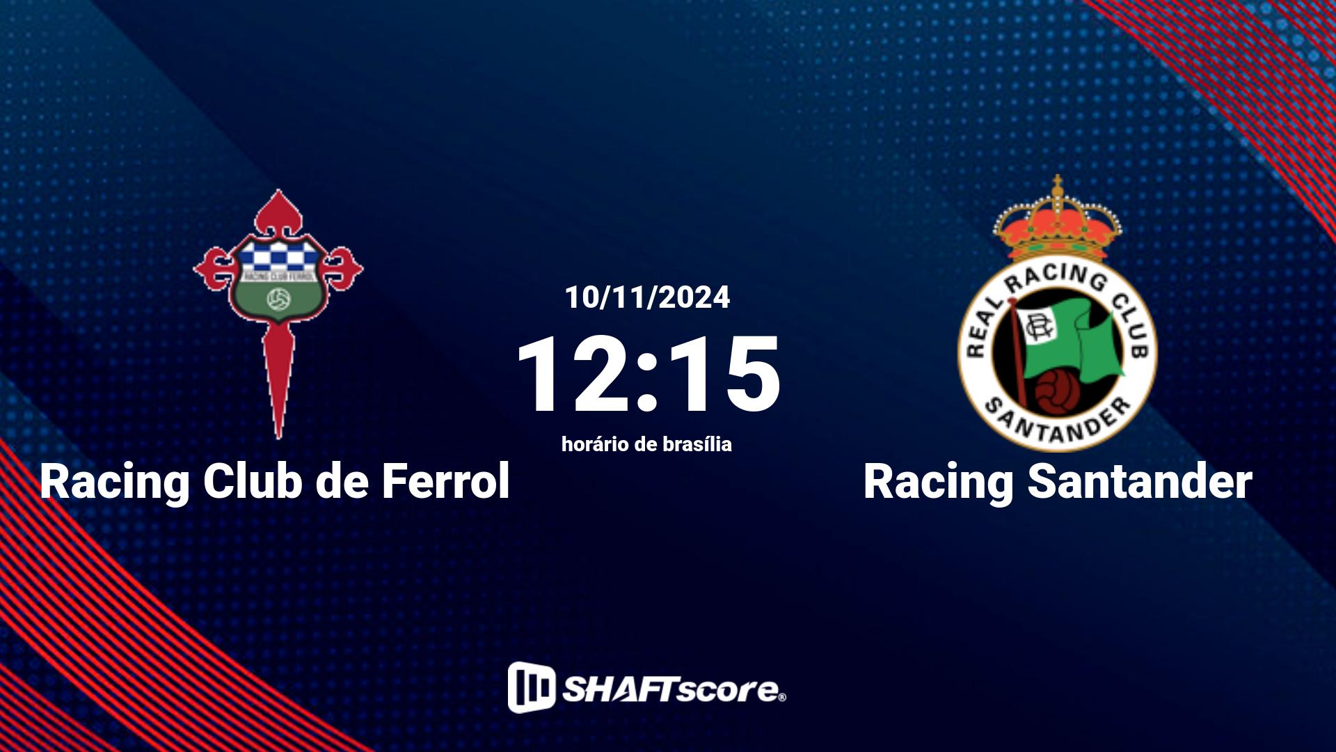 Estatísticas do jogo Racing Club de Ferrol vs Racing Santander 10.11 12:15