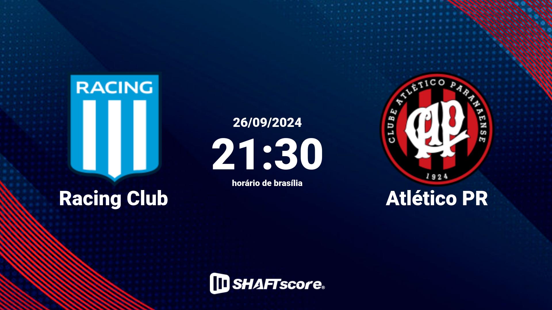 Estatísticas do jogo Racing Club vs Atlético PR 26.09 21:30