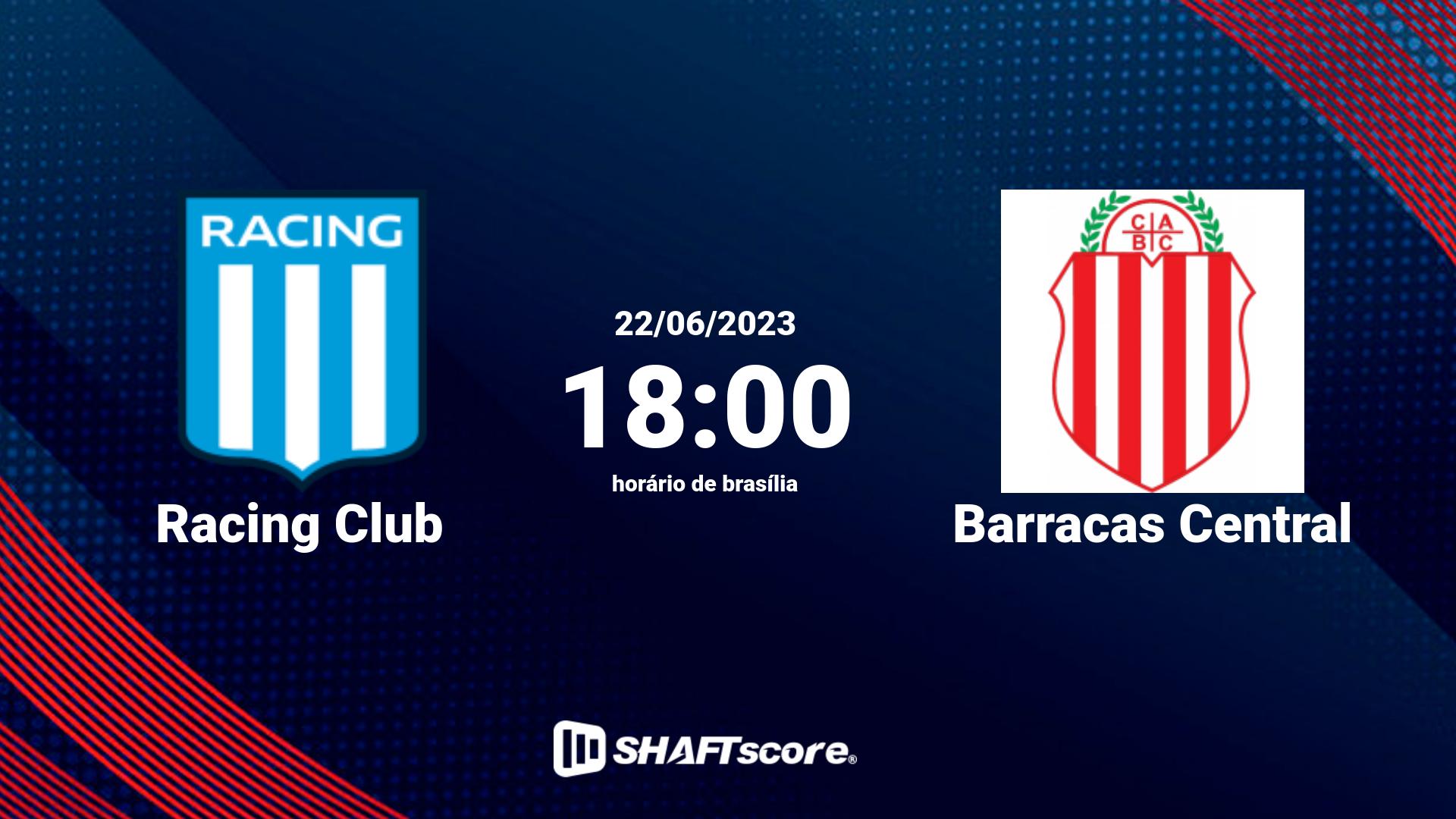 Estatísticas do jogo Racing Club vs Barracas Central 22.06 18:00