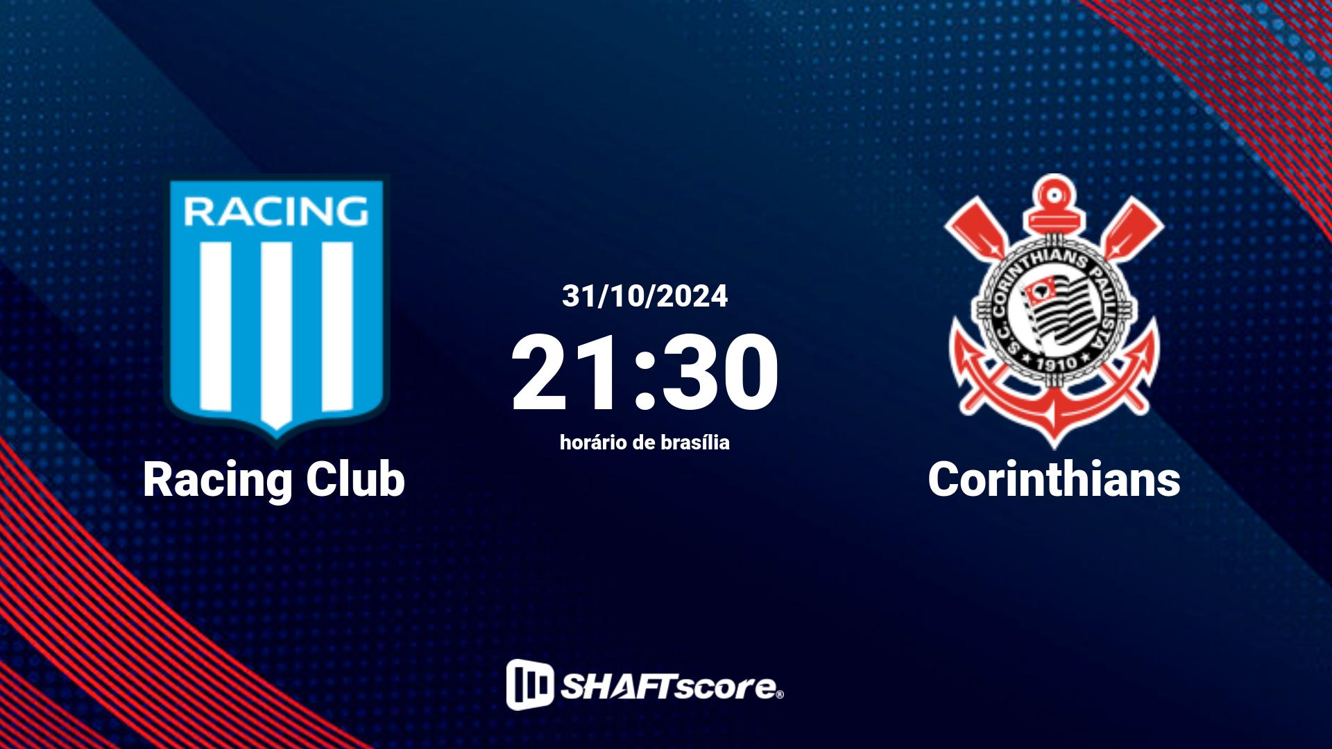 Estatísticas do jogo Racing Club vs Corinthians 31.10 21:30