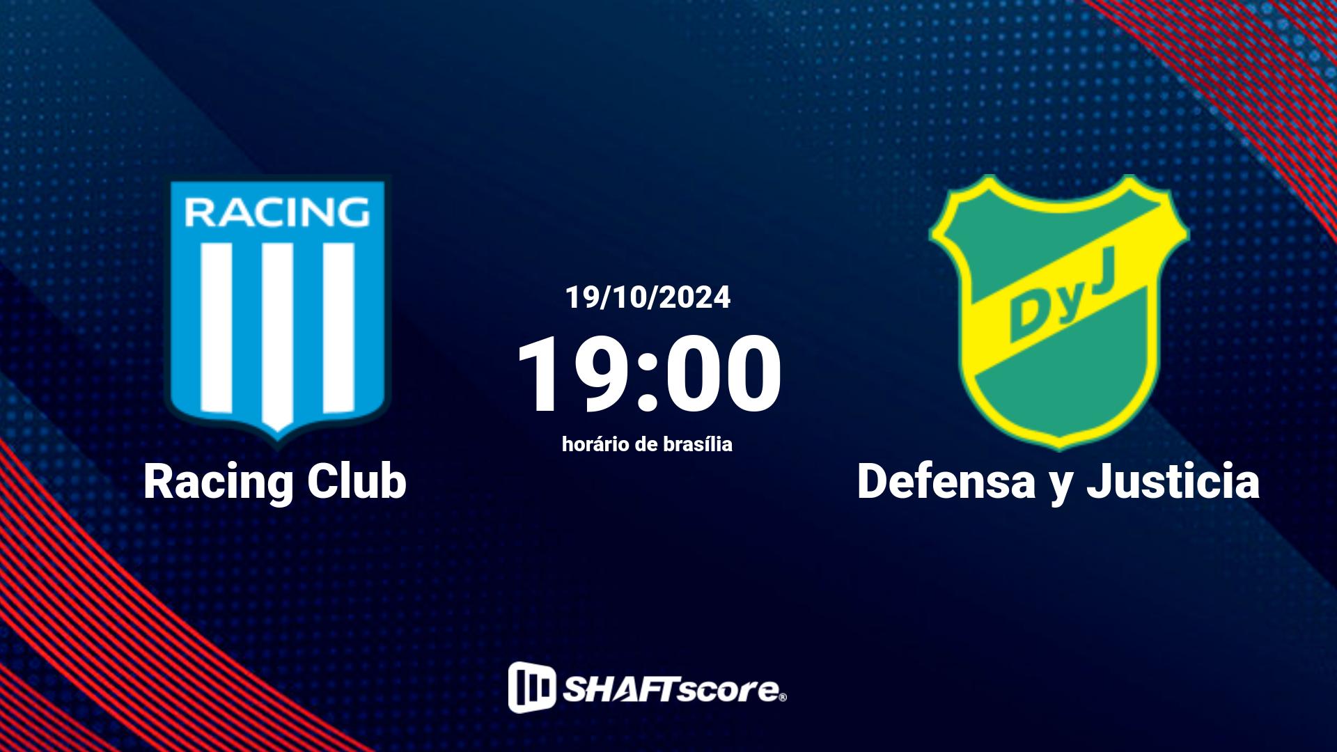 Estatísticas do jogo Racing Club vs Defensa y Justicia 19.10 19:00