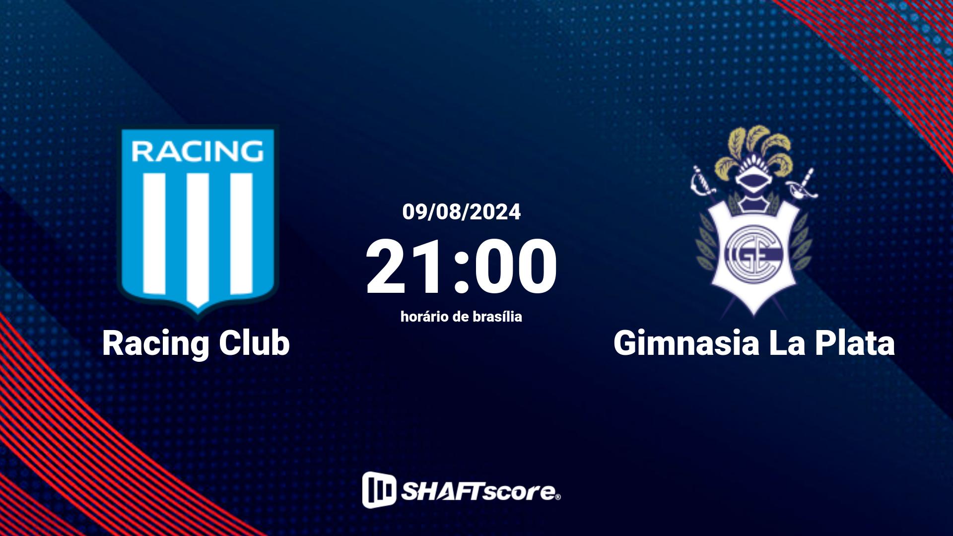 Estatísticas do jogo Racing Club vs Gimnasia La Plata 09.08 21:00