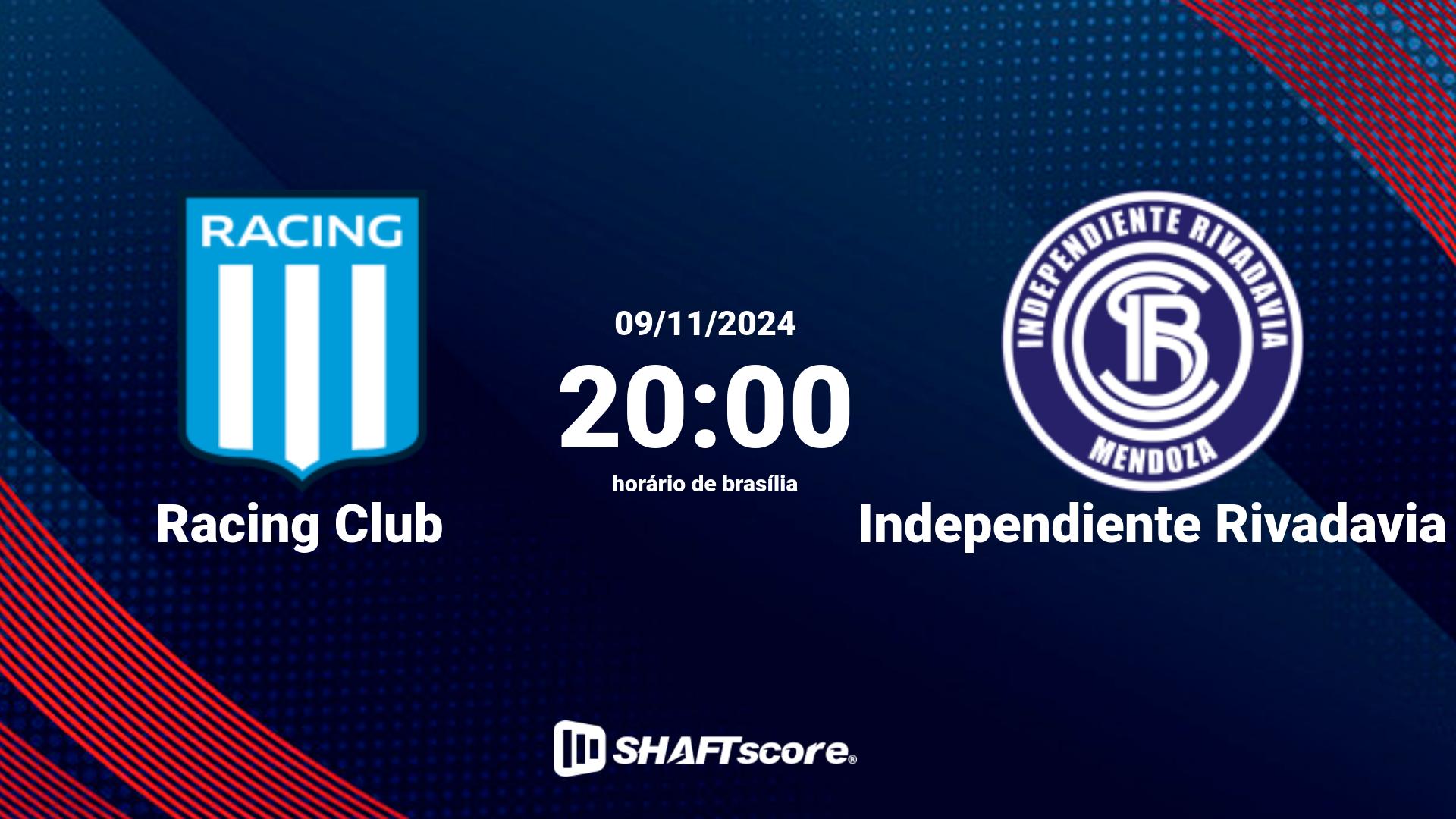 Estatísticas do jogo Racing Club vs Independiente Rivadavia 09.11 20:00