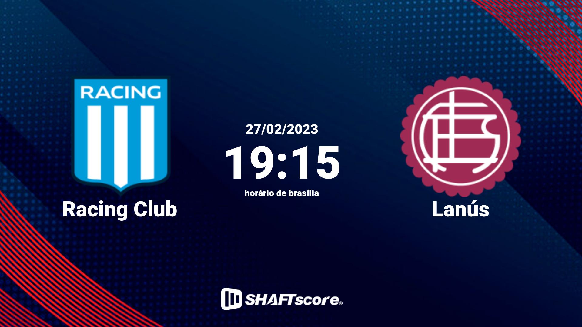 Estatísticas do jogo Racing Club vs Lanús 27.02 19:15