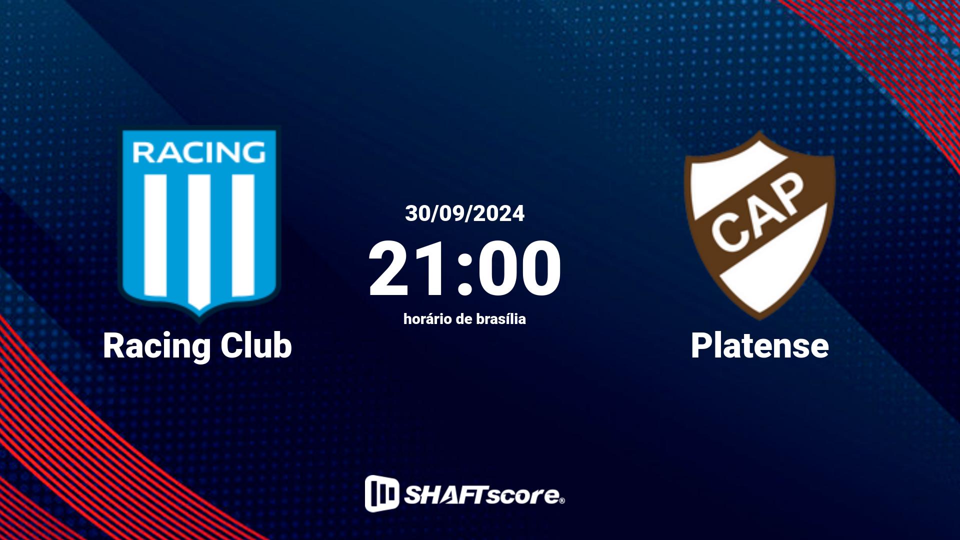 Estatísticas do jogo Racing Club vs Platense 30.09 21:00