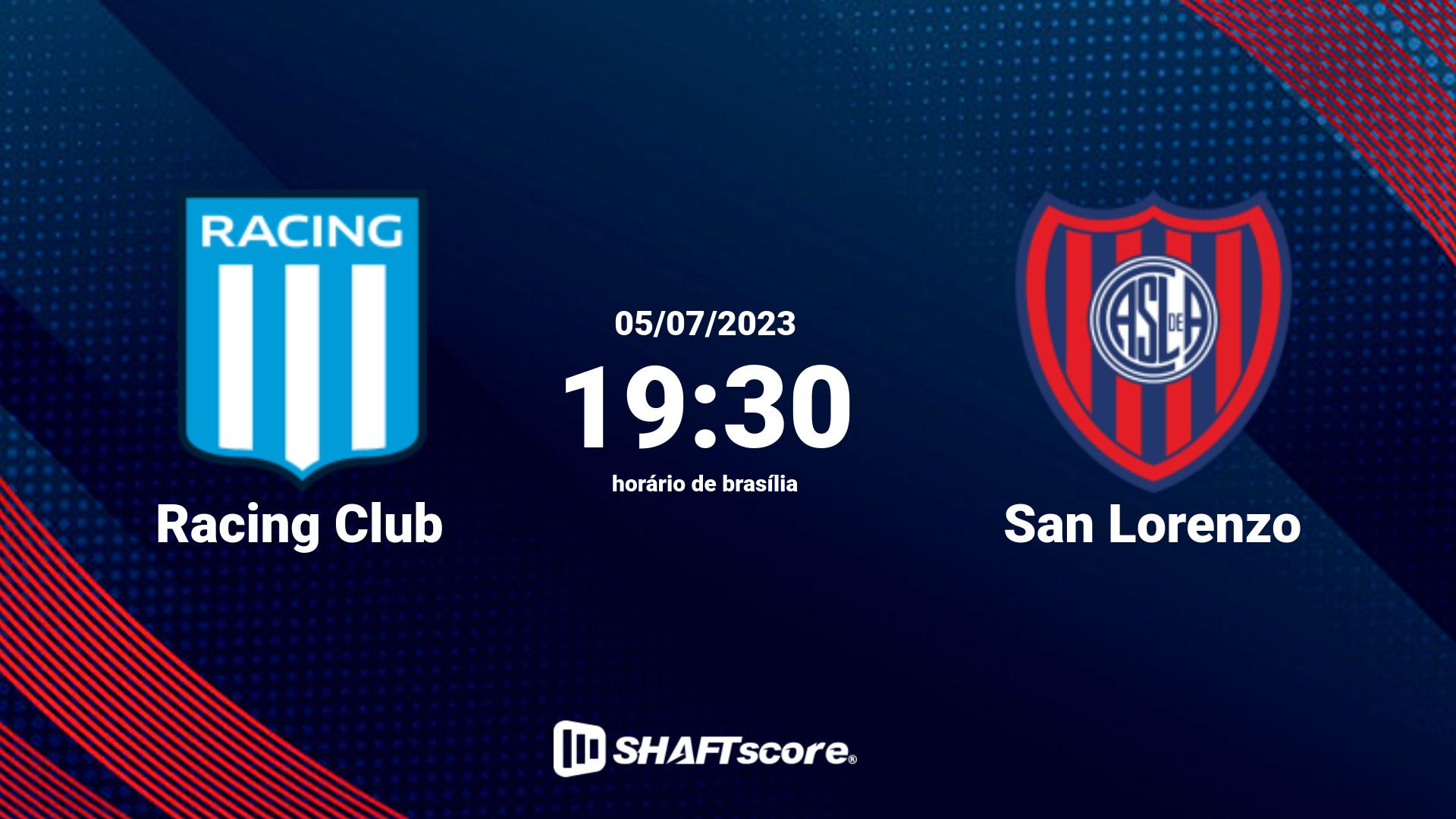 Estatísticas do jogo Racing Club vs San Lorenzo 05.07 19:30