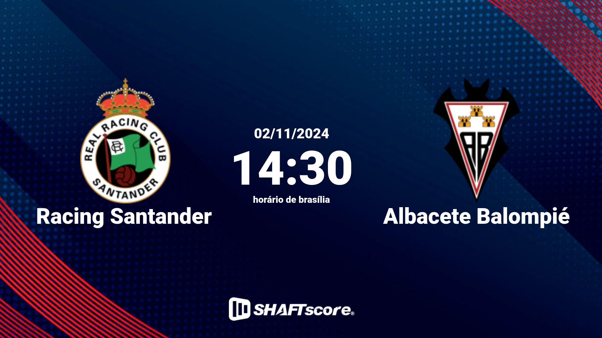 Estatísticas do jogo Racing Santander vs Albacete Balompié 02.11 14:30