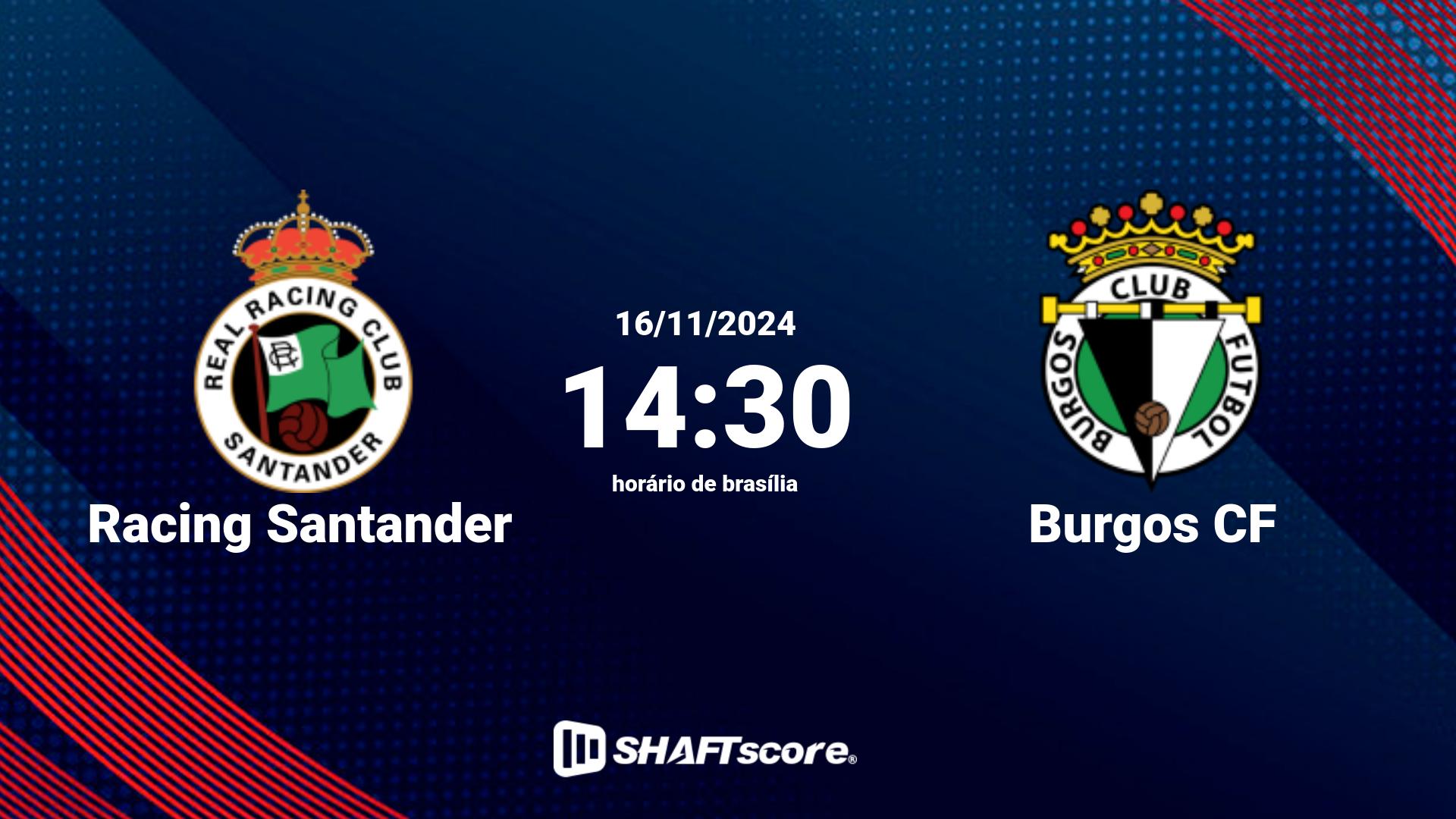 Estatísticas do jogo Racing Santander vs Burgos CF 16.11 14:30