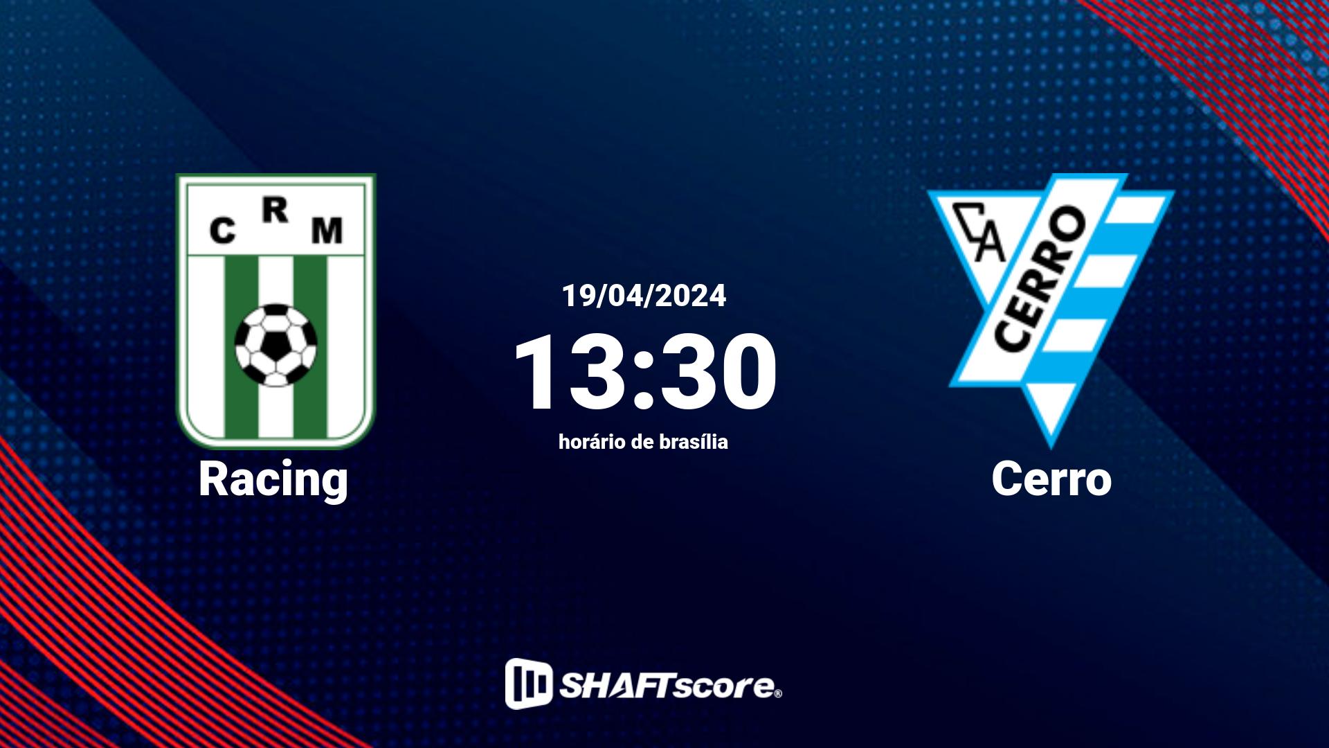 Estatísticas do jogo Racing vs Cerro 19.04 13:30