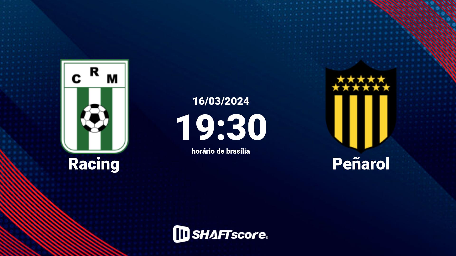 Estatísticas do jogo Racing vs Peñarol 16.03 19:30