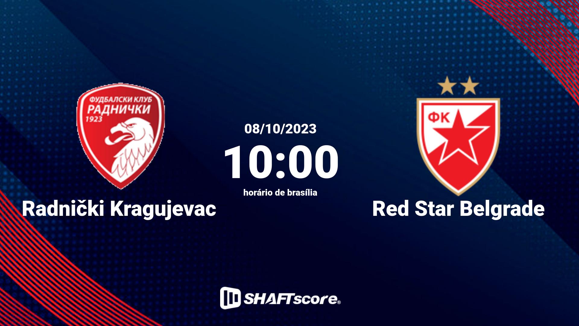 Estatísticas do jogo Radnički Kragujevac vs Red Star Belgrade 08.10 10:00