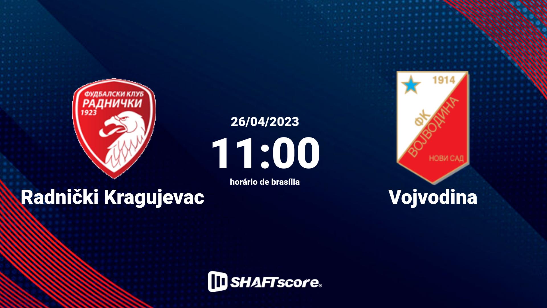 Estatísticas do jogo Radnički Kragujevac vs Vojvodina 26.04 11:00