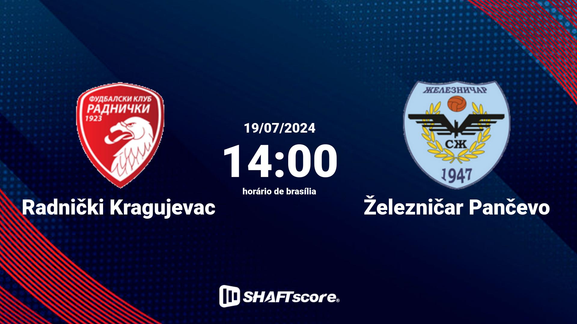 Estatísticas do jogo Radnički Kragujevac vs Železničar Pančevo 19.07 14:00