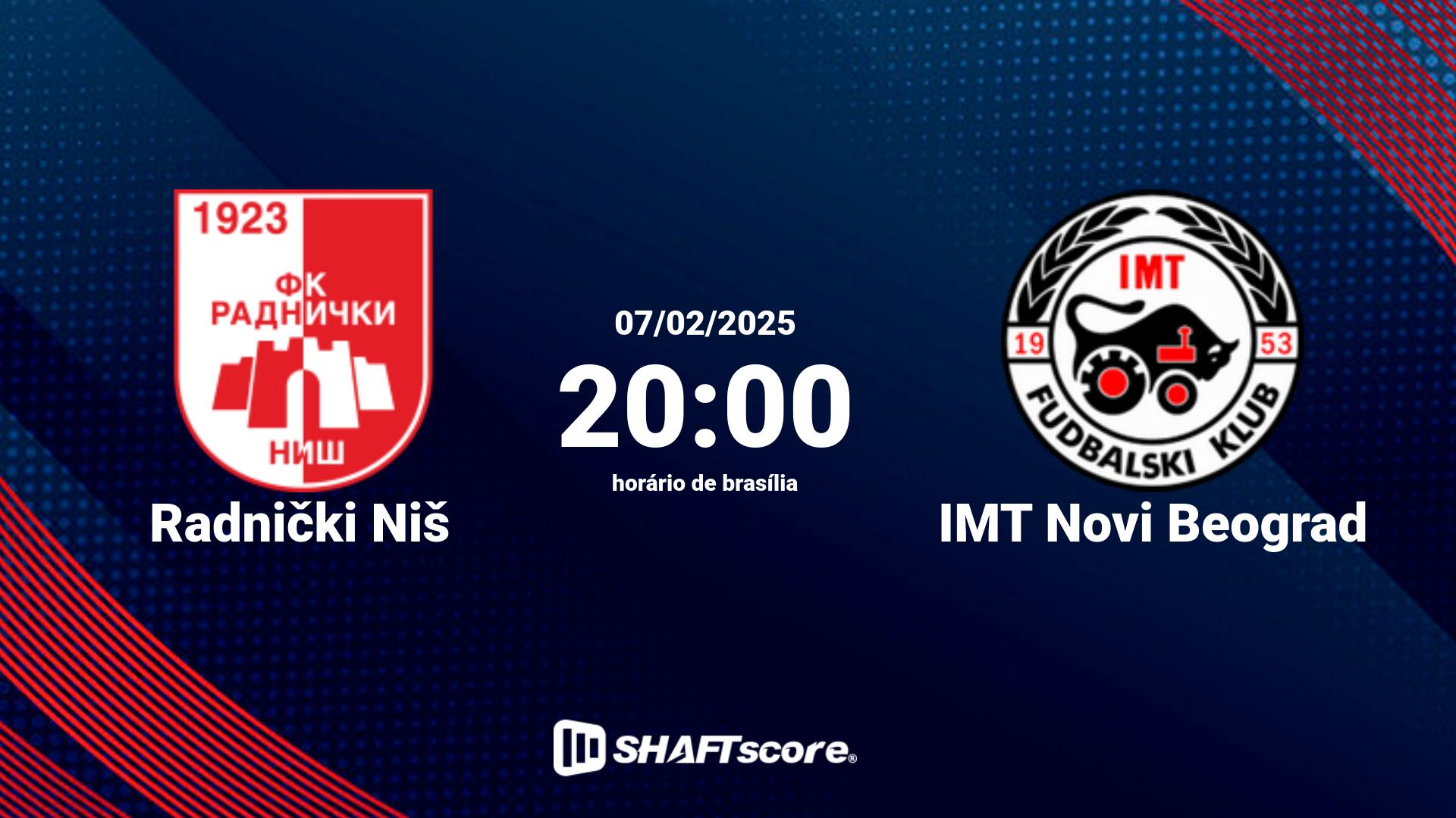 Estatísticas do jogo Radnički Niš vs IMT Novi Beograd 07.02 20:00