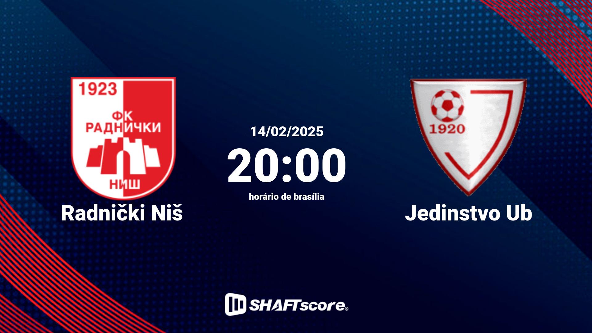 Estatísticas do jogo Radnički Niš vs Jedinstvo Ub 14.02 20:00