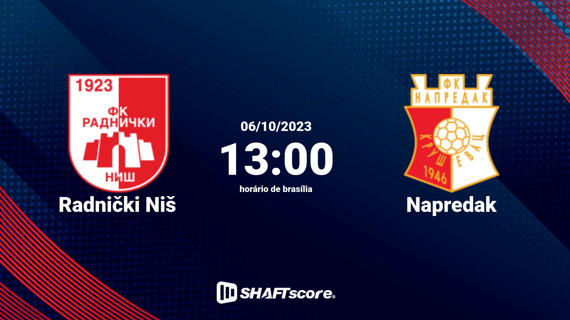 Estatísticas do jogo Radnički Niš vs Napredak 06.10 13:00