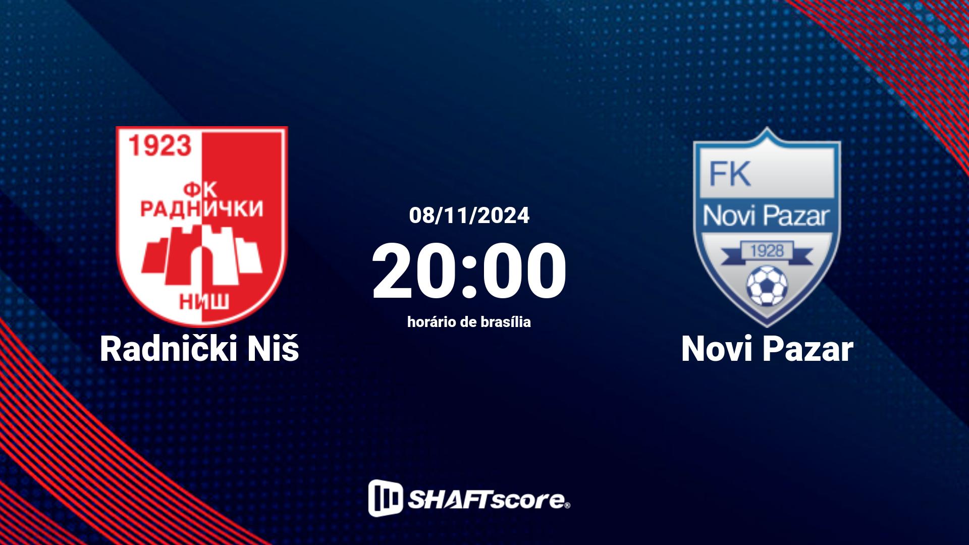 Estatísticas do jogo Radnički Niš vs Novi Pazar 08.11 20:00