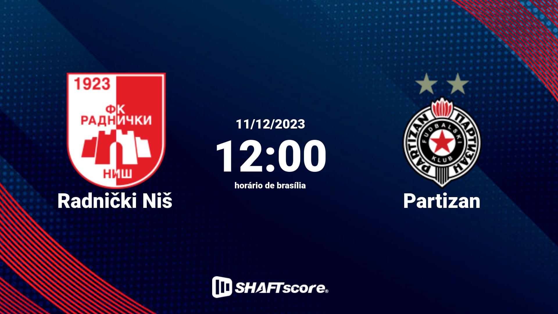 Estatísticas do jogo Radnički Niš vs Partizan 11.12 12:00