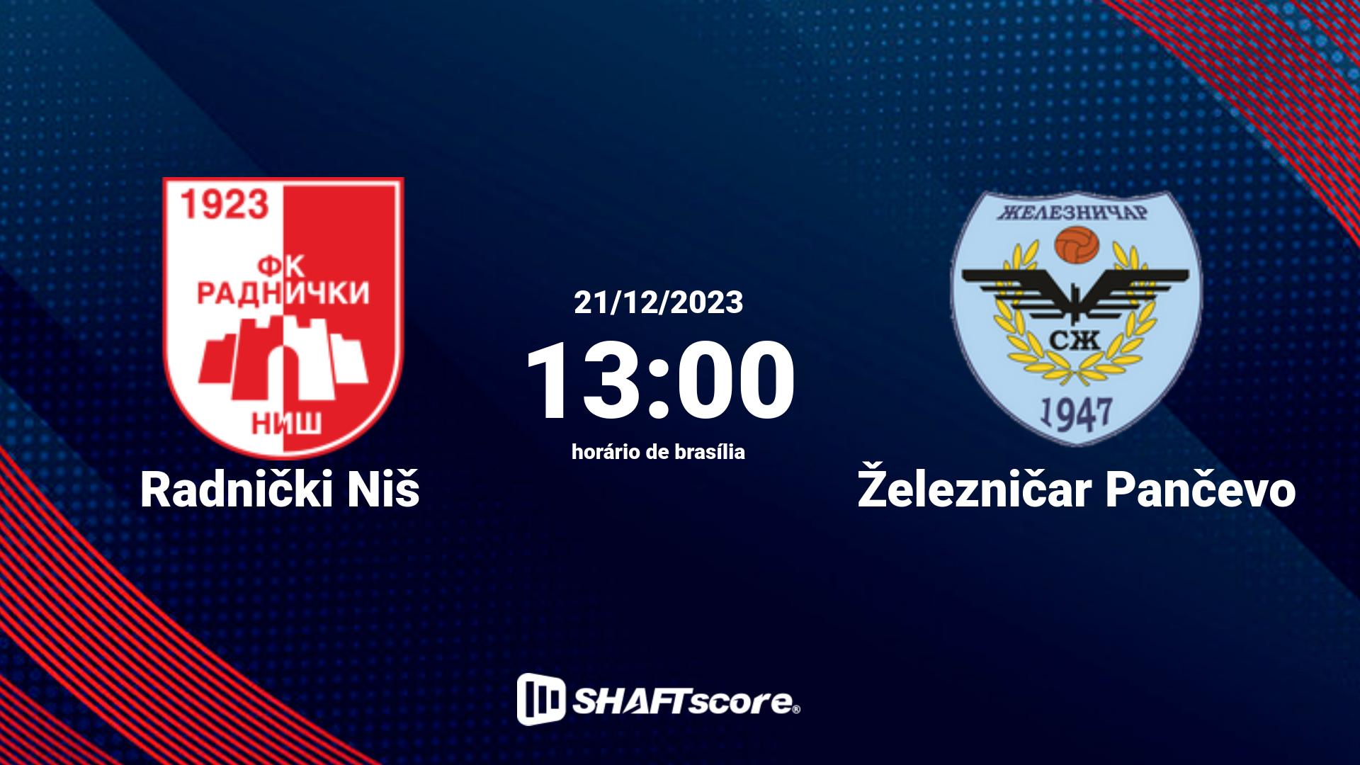 Estatísticas do jogo Radnički Niš vs Železničar Pančevo 21.12 13:00