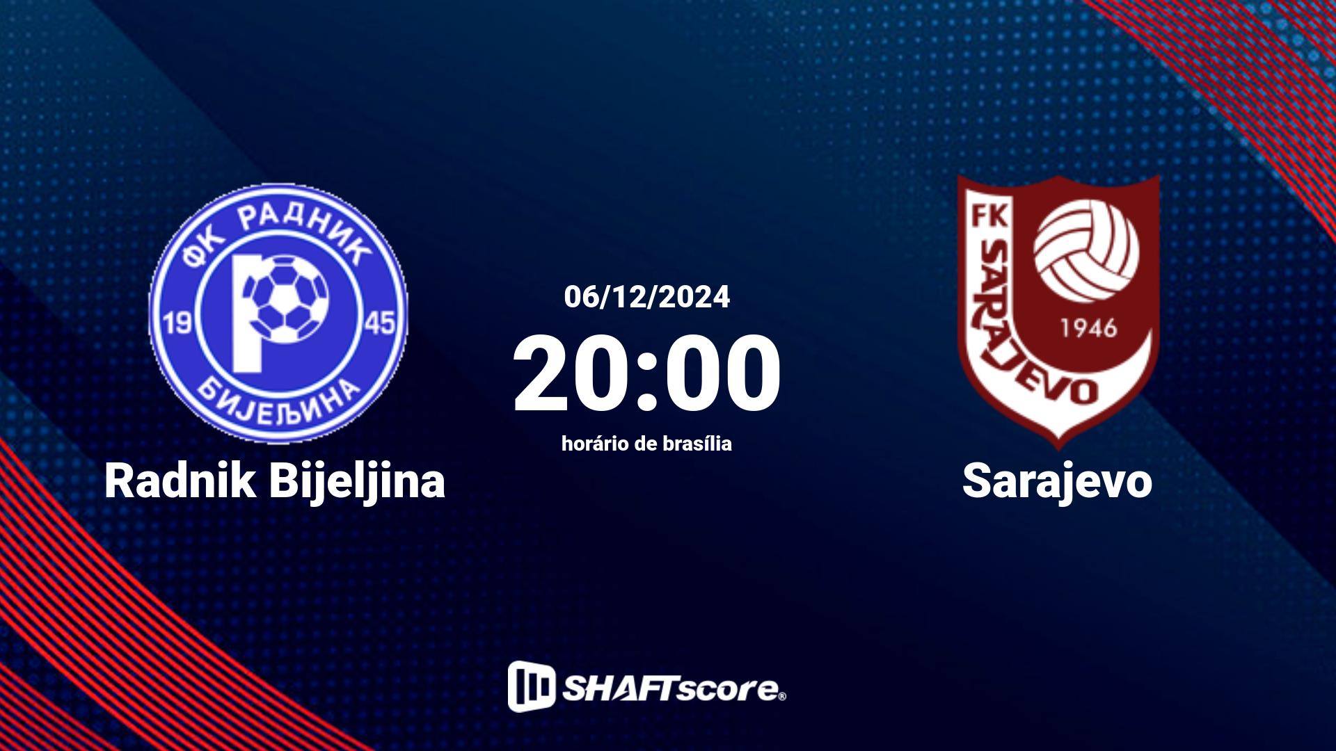 Estatísticas do jogo Radnik Bijeljina vs Sarajevo 06.12 20:00