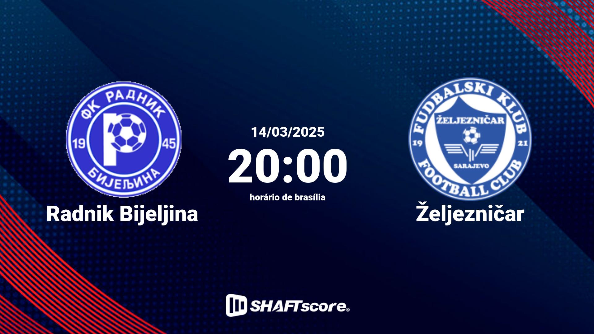 Estatísticas do jogo Radnik Bijeljina vs Željezničar 14.03 20:00