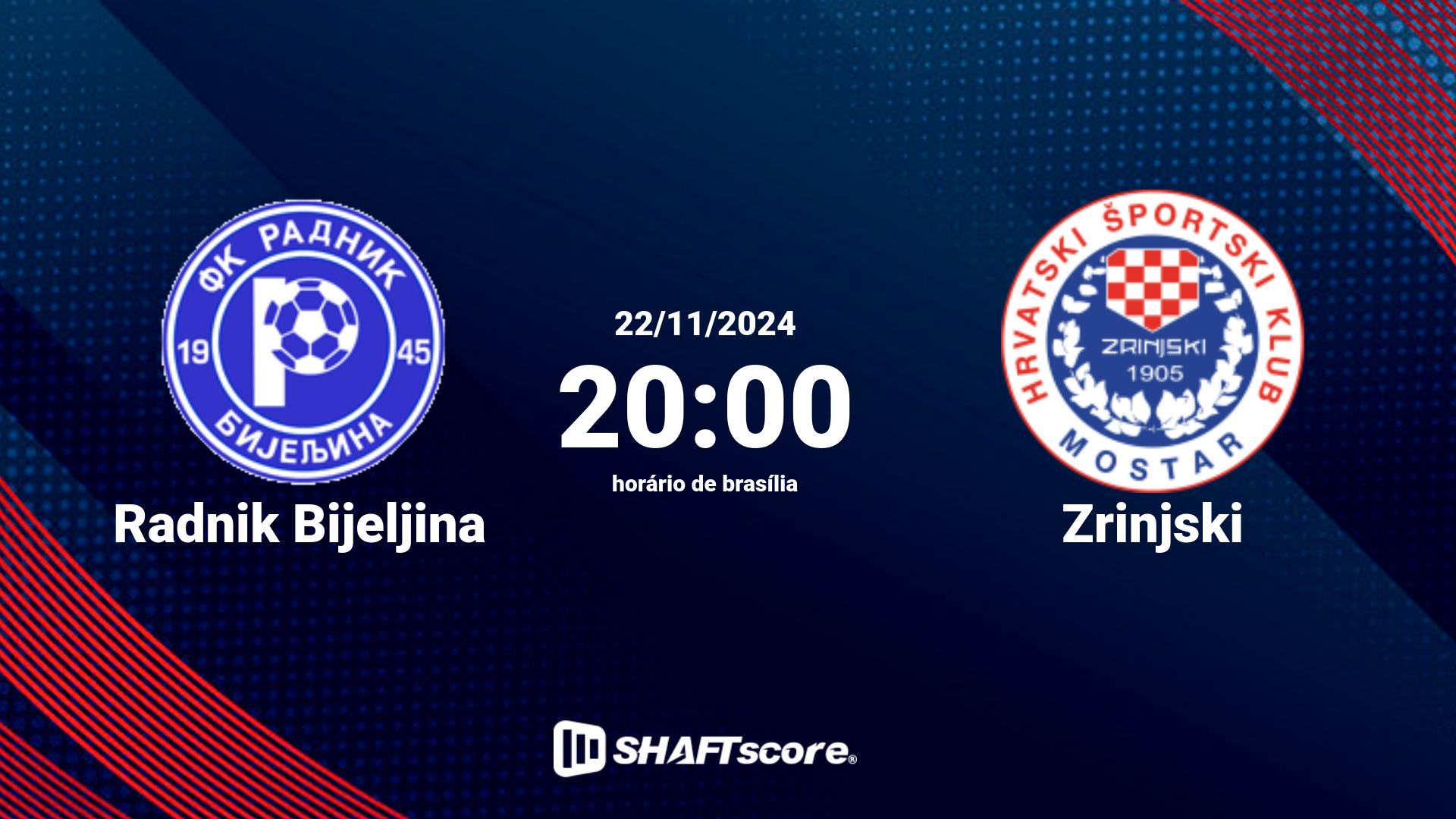 Estatísticas do jogo Radnik Bijeljina vs Zrinjski 22.11 20:00