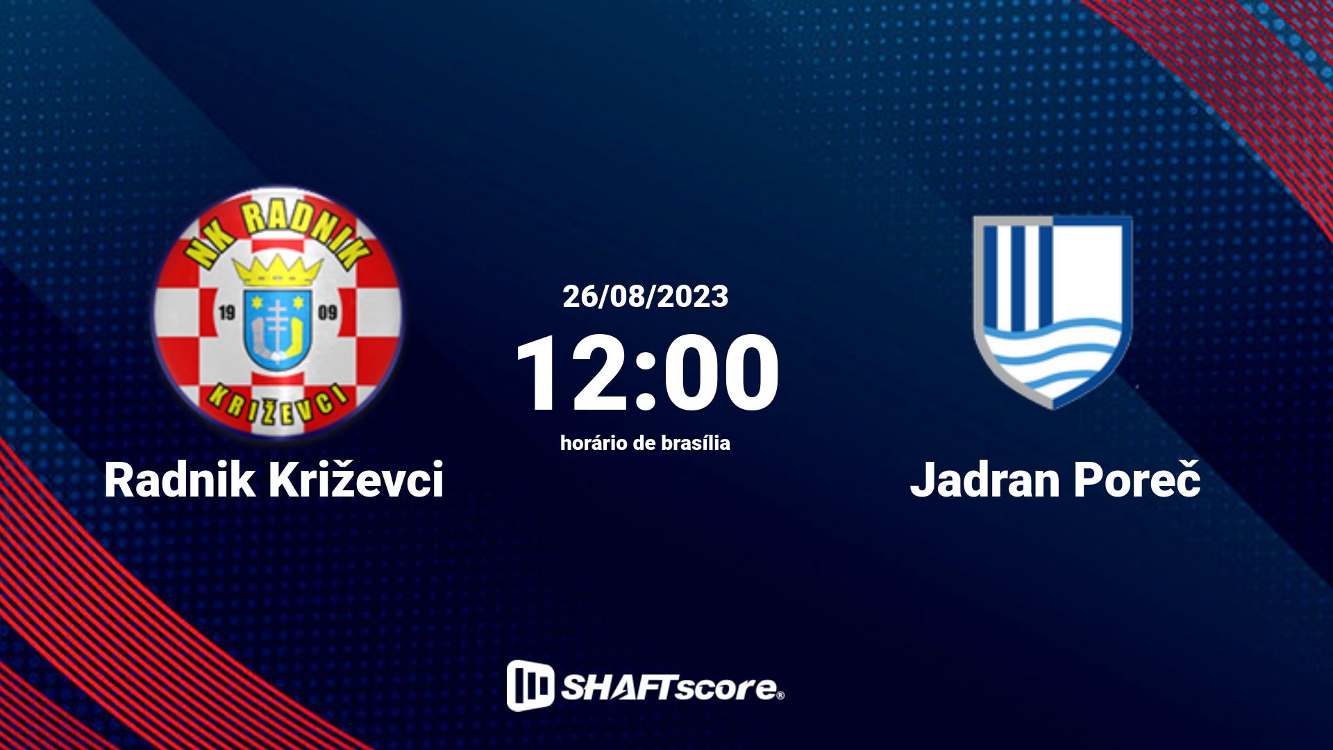 Estatísticas do jogo Radnik Križevci vs Jadran Poreč 26.08 12:00