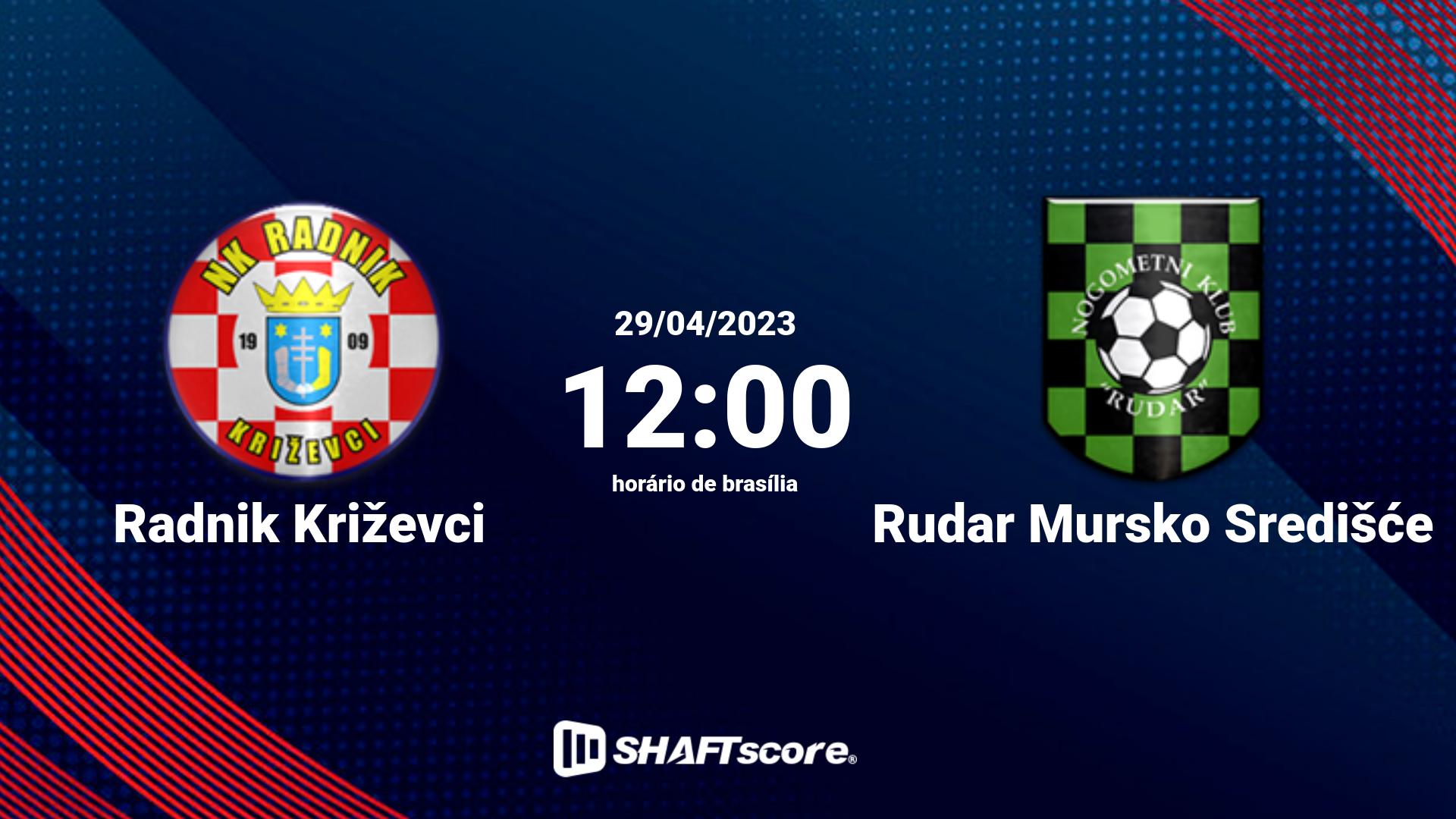 Estatísticas do jogo Radnik Križevci vs Rudar Mursko Središće 29.04 12:00