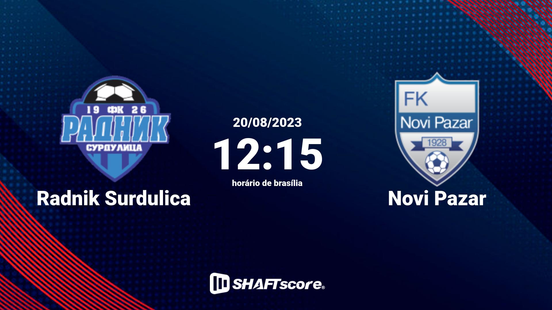 Estatísticas do jogo Radnik Surdulica vs Novi Pazar 20.08 12:15