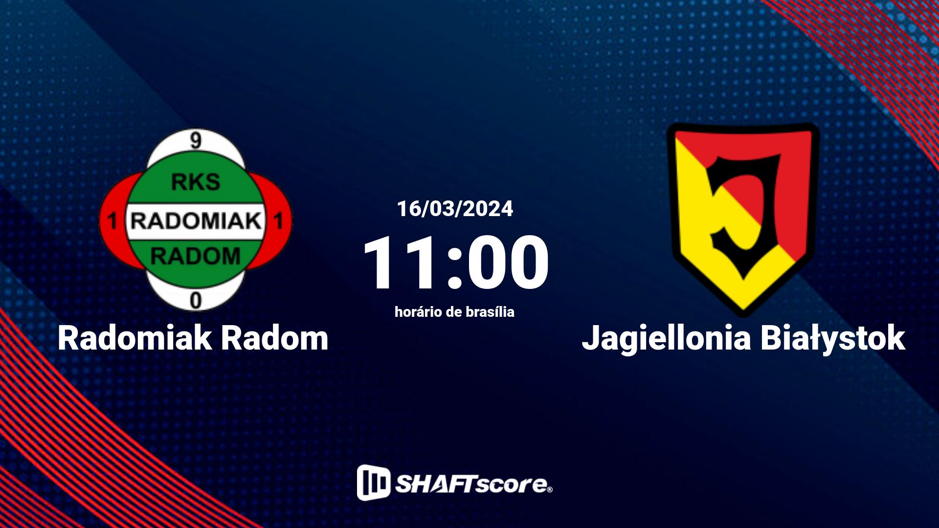 Estatísticas do jogo Radomiak Radom vs Jagiellonia Białystok 16.03 11:00